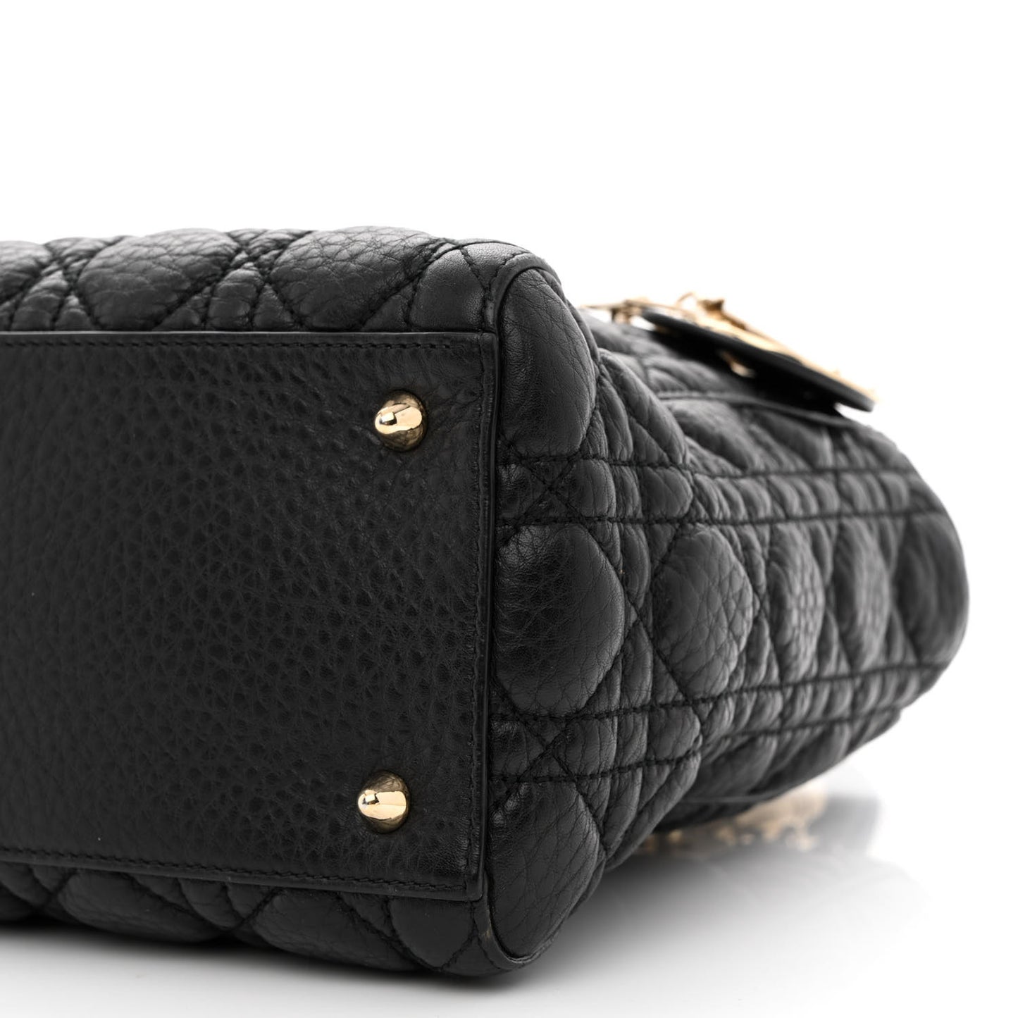 Grained Calfskin Cannage Medium Supple Lady Dior Black