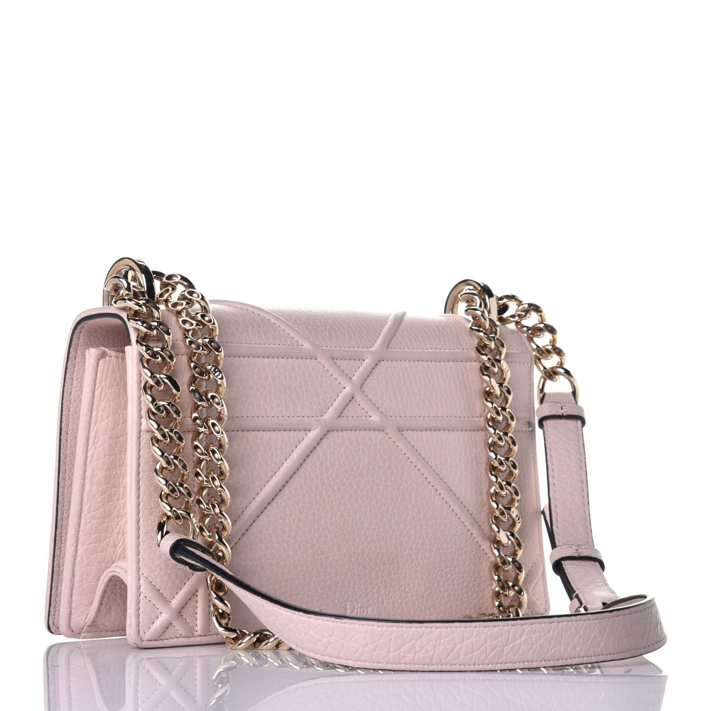 Grained Calfskin Cannage Medium Diorama Flap Bag Rose Poudre
