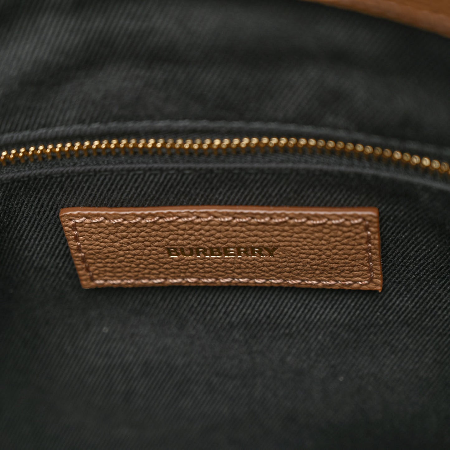Grainy Calfskin House Check Small Banner Tote Camel