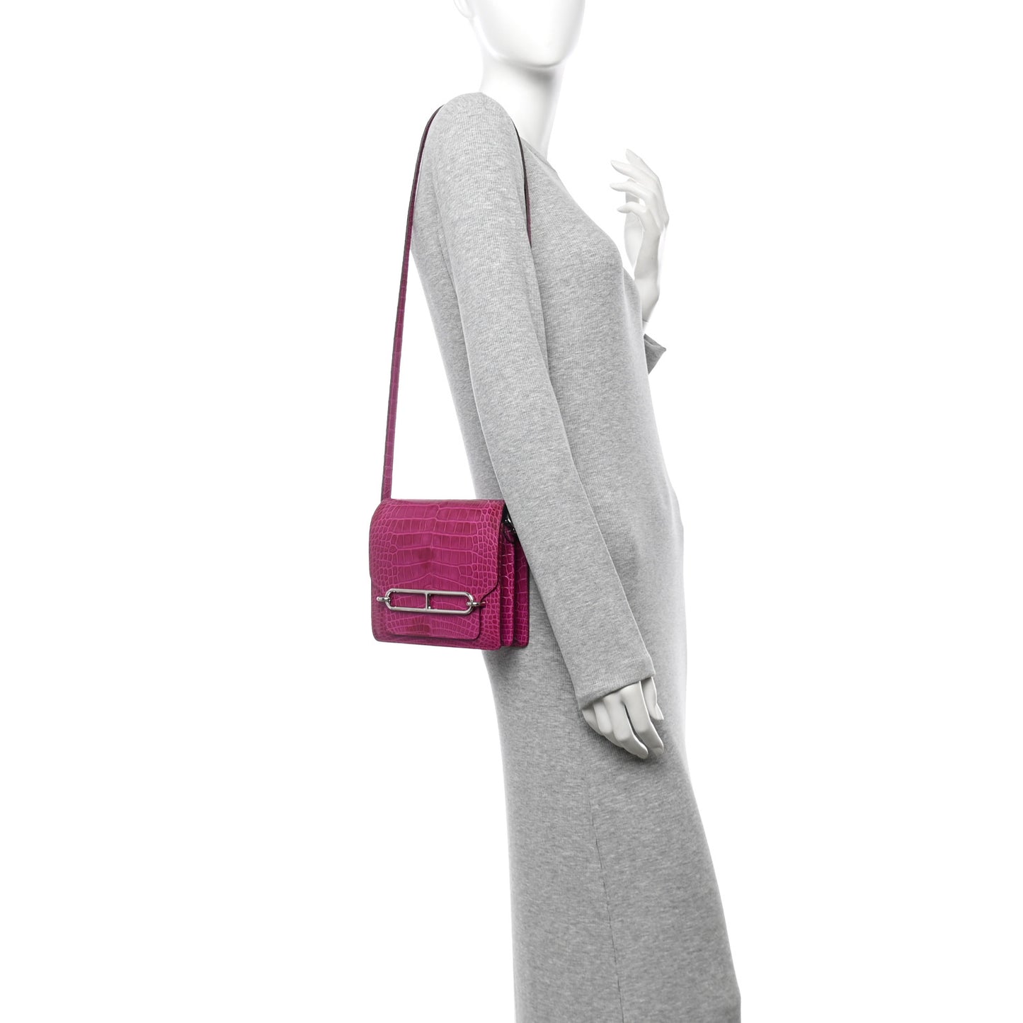 Shiny Alligator Mini Sac Roulis Rose Scheherazade