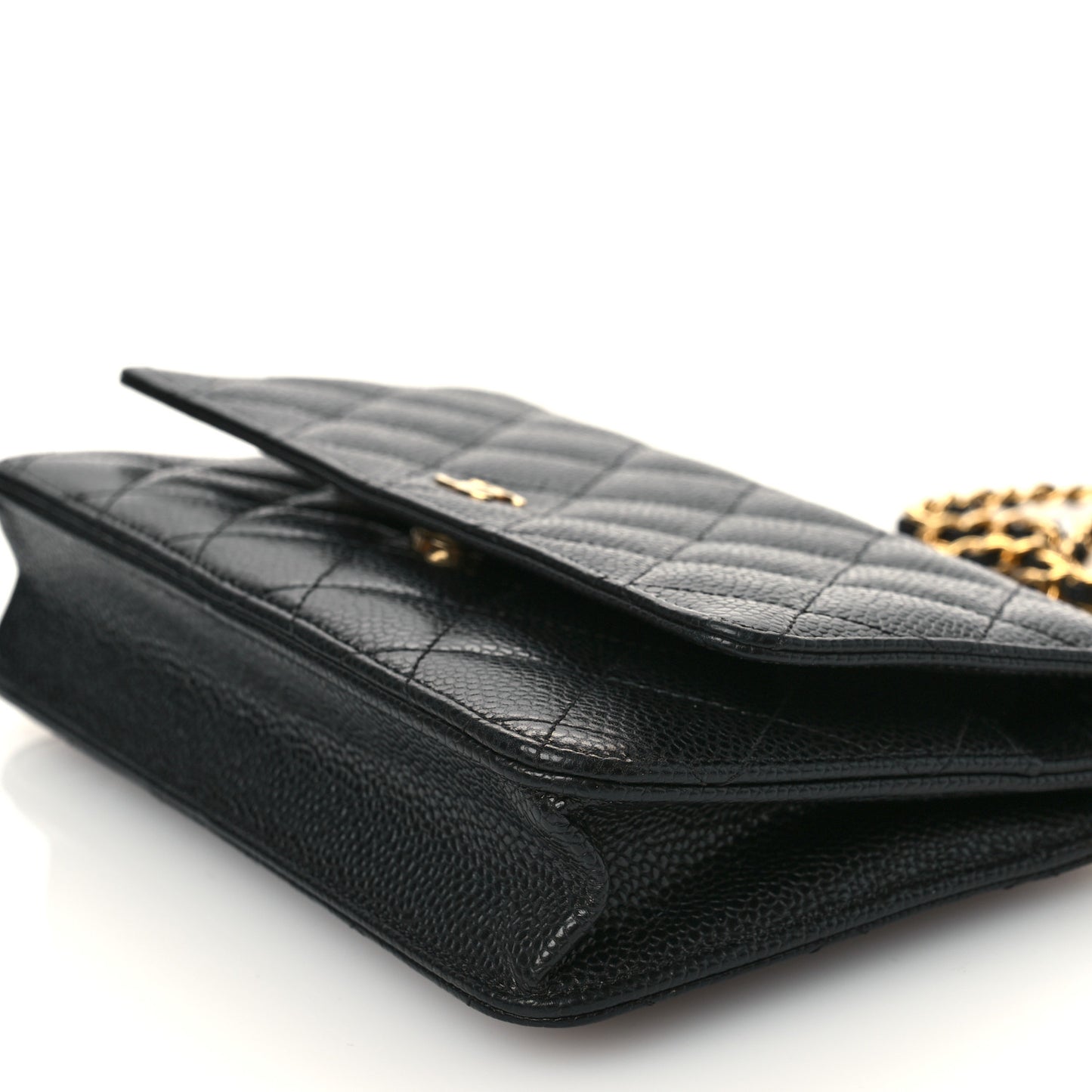 Caviar Quilted Wallet on Chain WOC Black