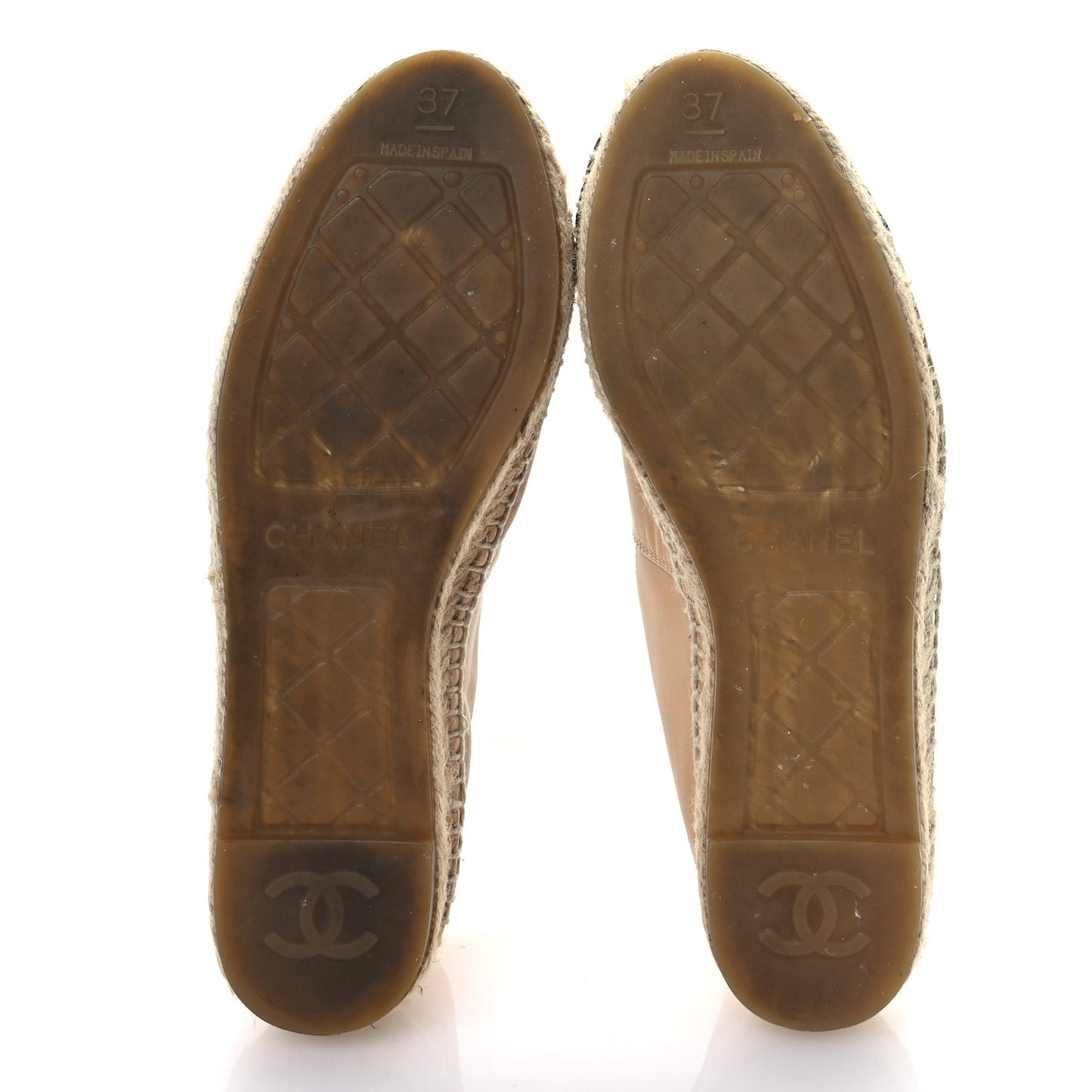 Lambskin CC Espadrilles 37 Beige Black
