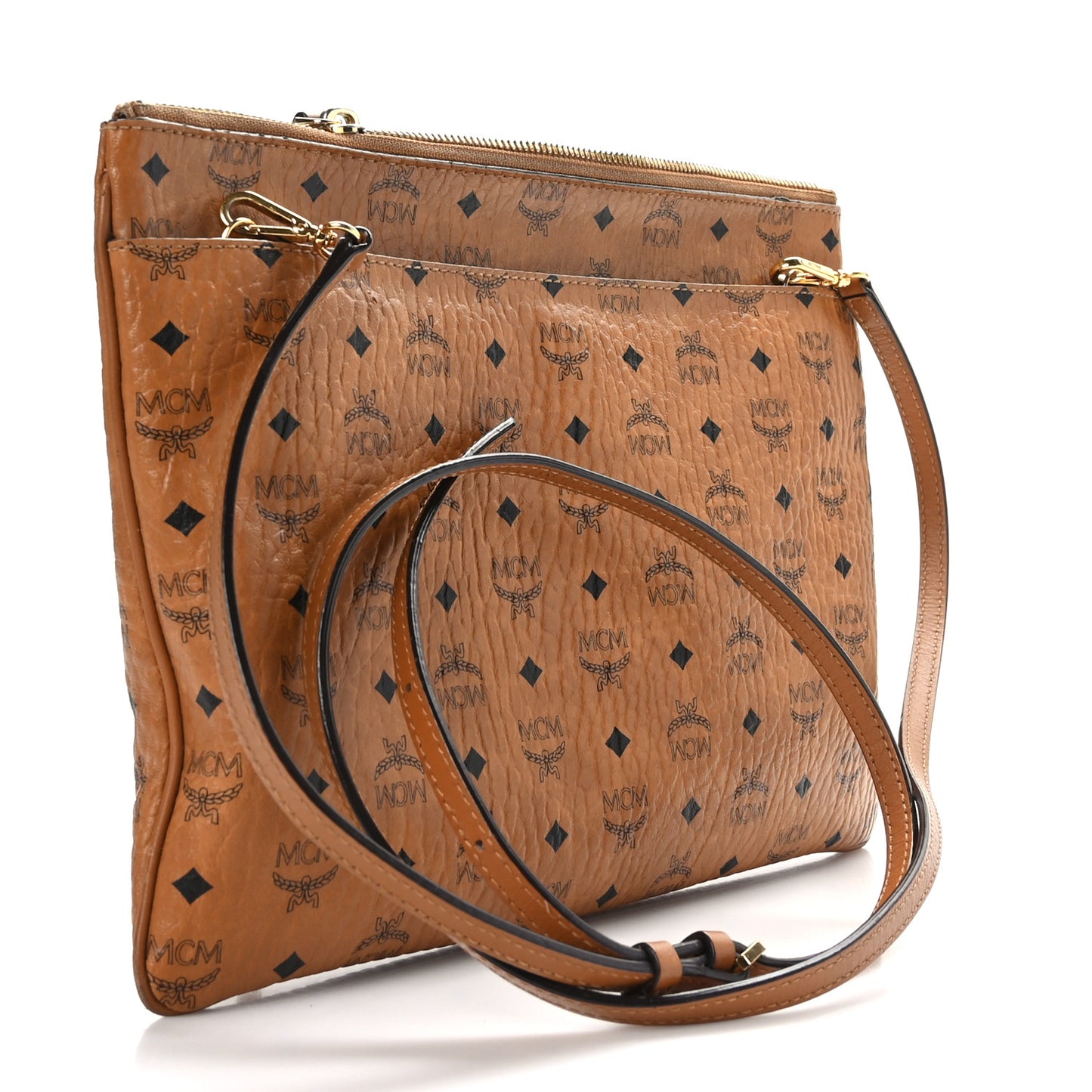 Visetos Medium Crossbody Pouch Cognac
