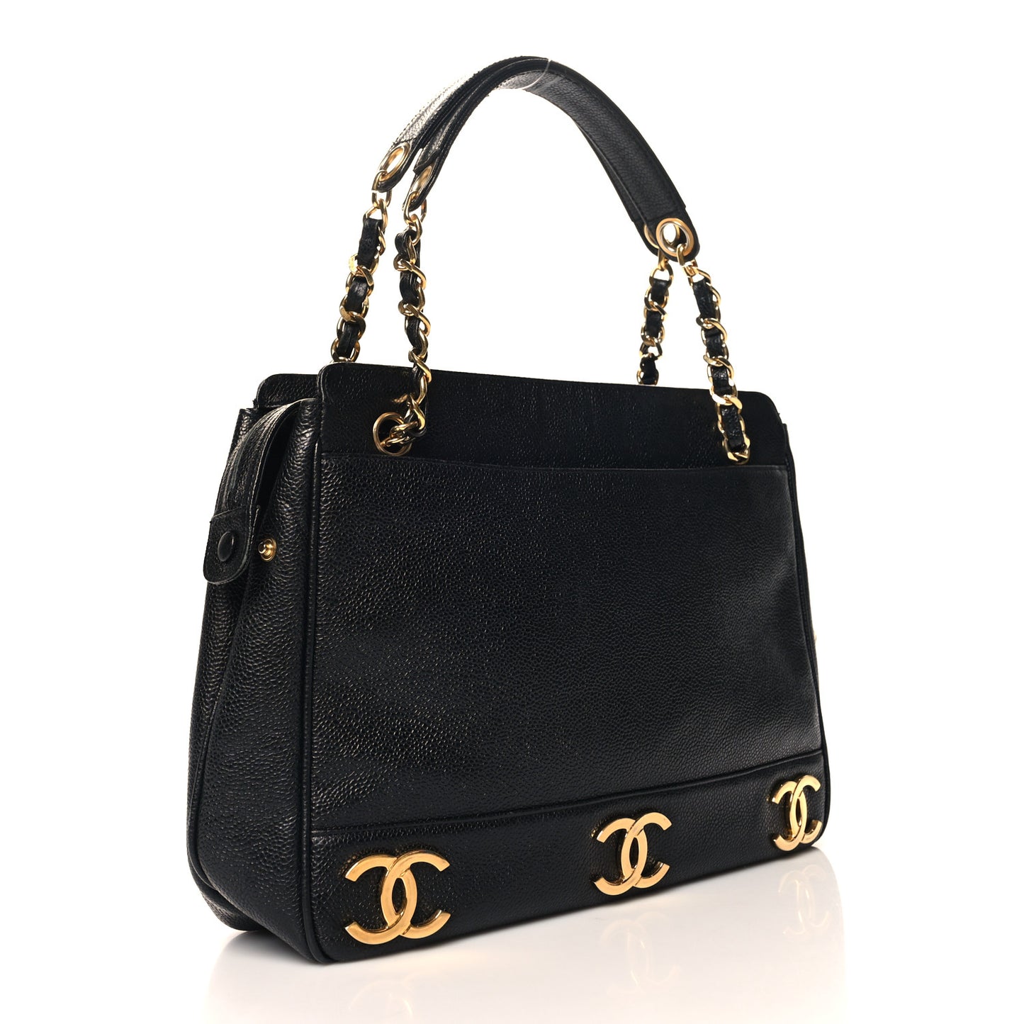 Caviar Triple CC Shoulder Bag Black