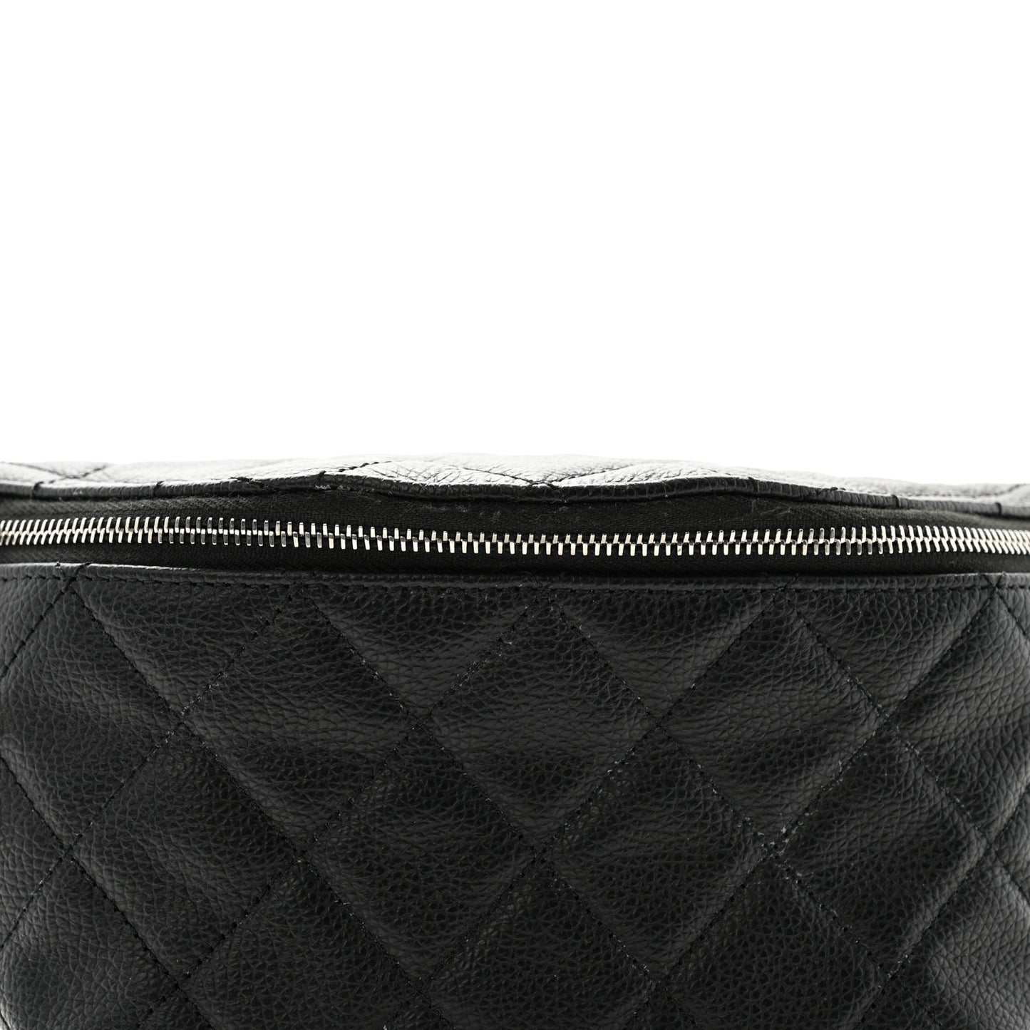 Grained Calfskin Quilted Waist Belt Bag Black