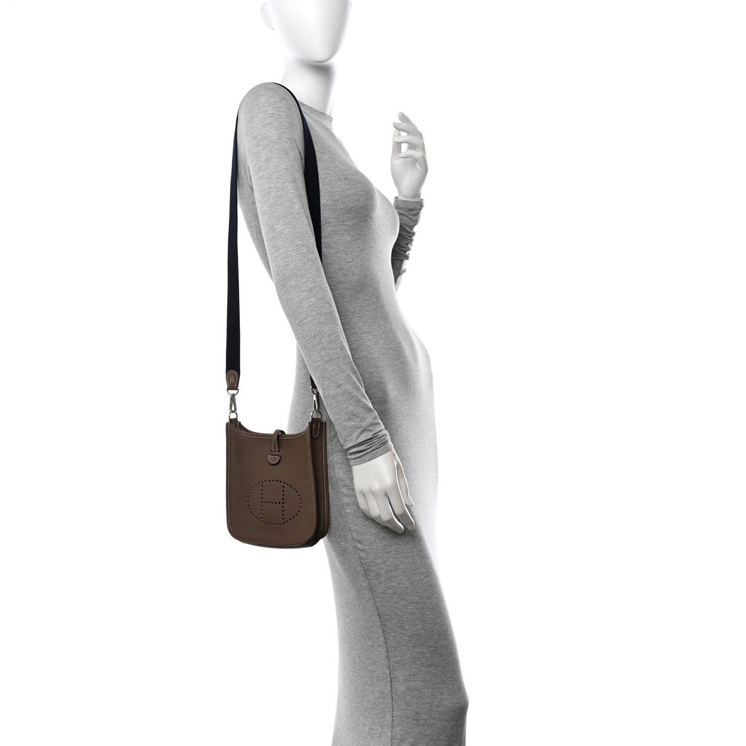 Hermes Taurillon Clemence Amazone Evelyne TPM Etoupe Bleu Indigo 2 of 12