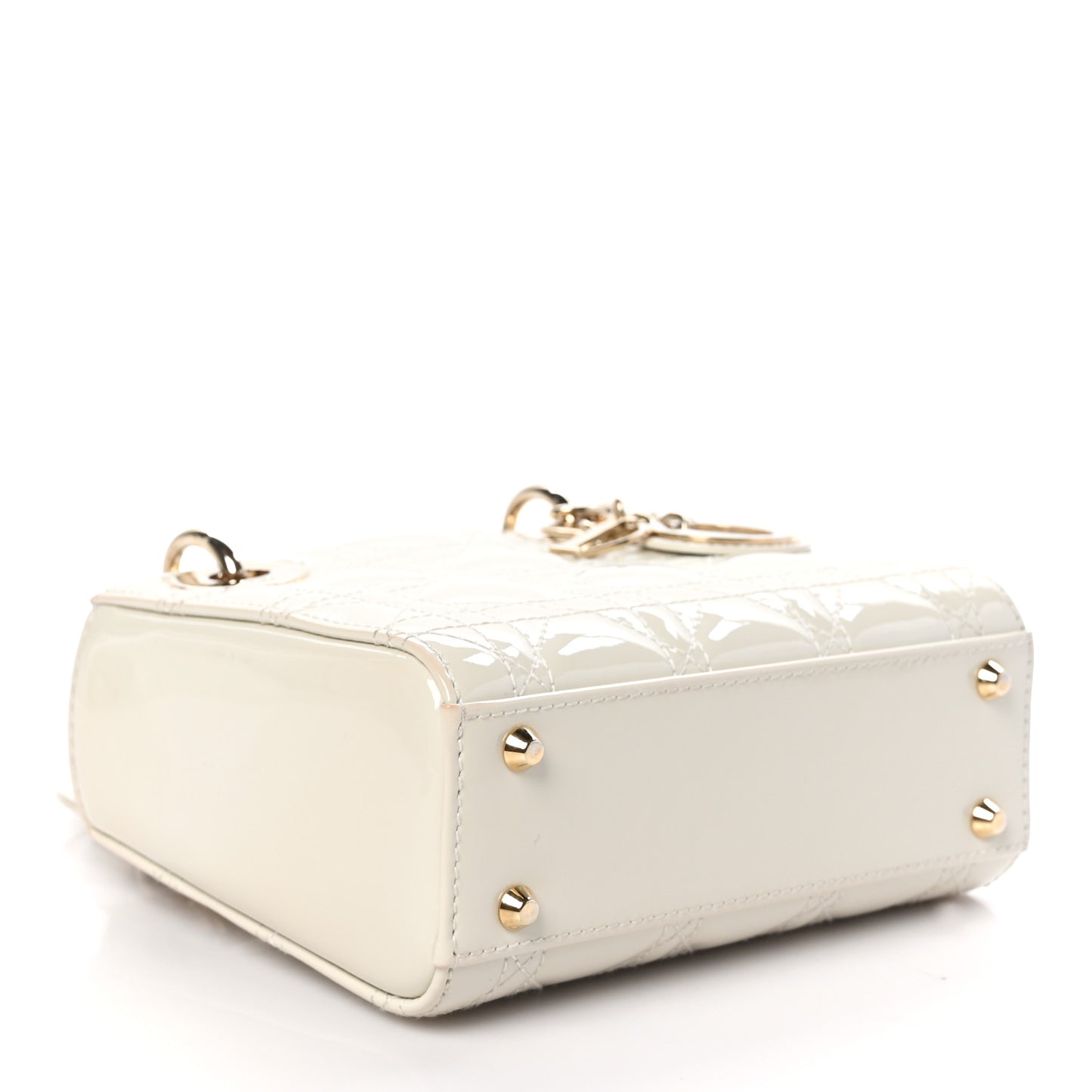 Patent Cannage Mini Lady Dior Latte