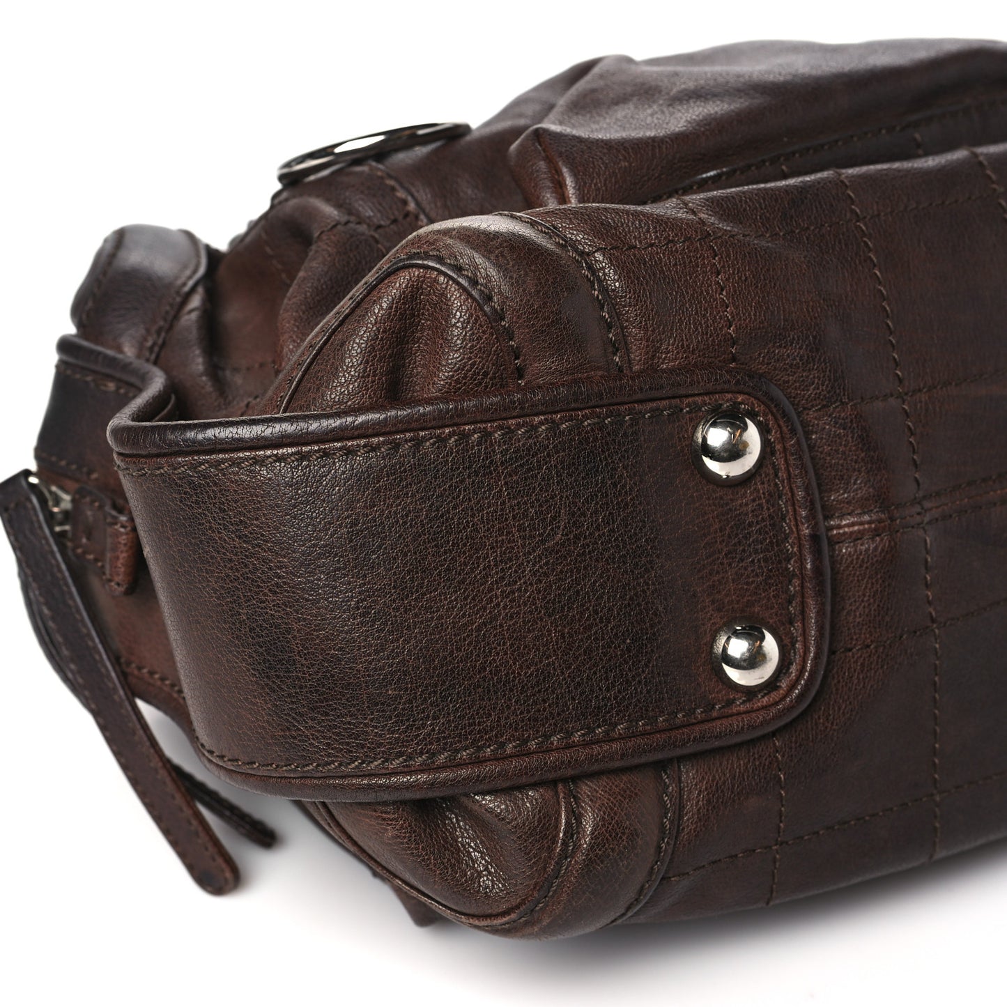 Calfskin Stitched Outdoor Ligne Bowler Brown