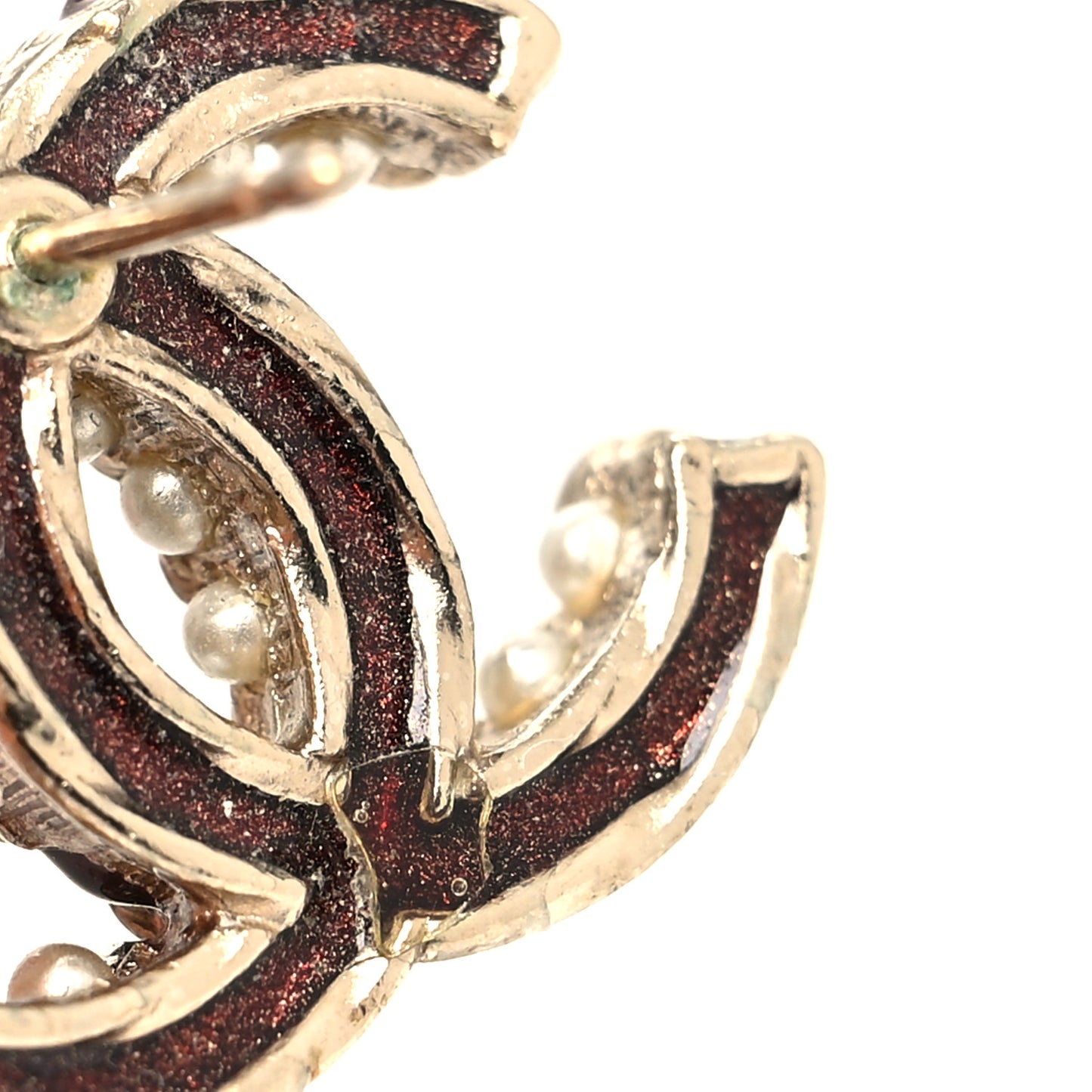Metal Bead CC Earrings Gold