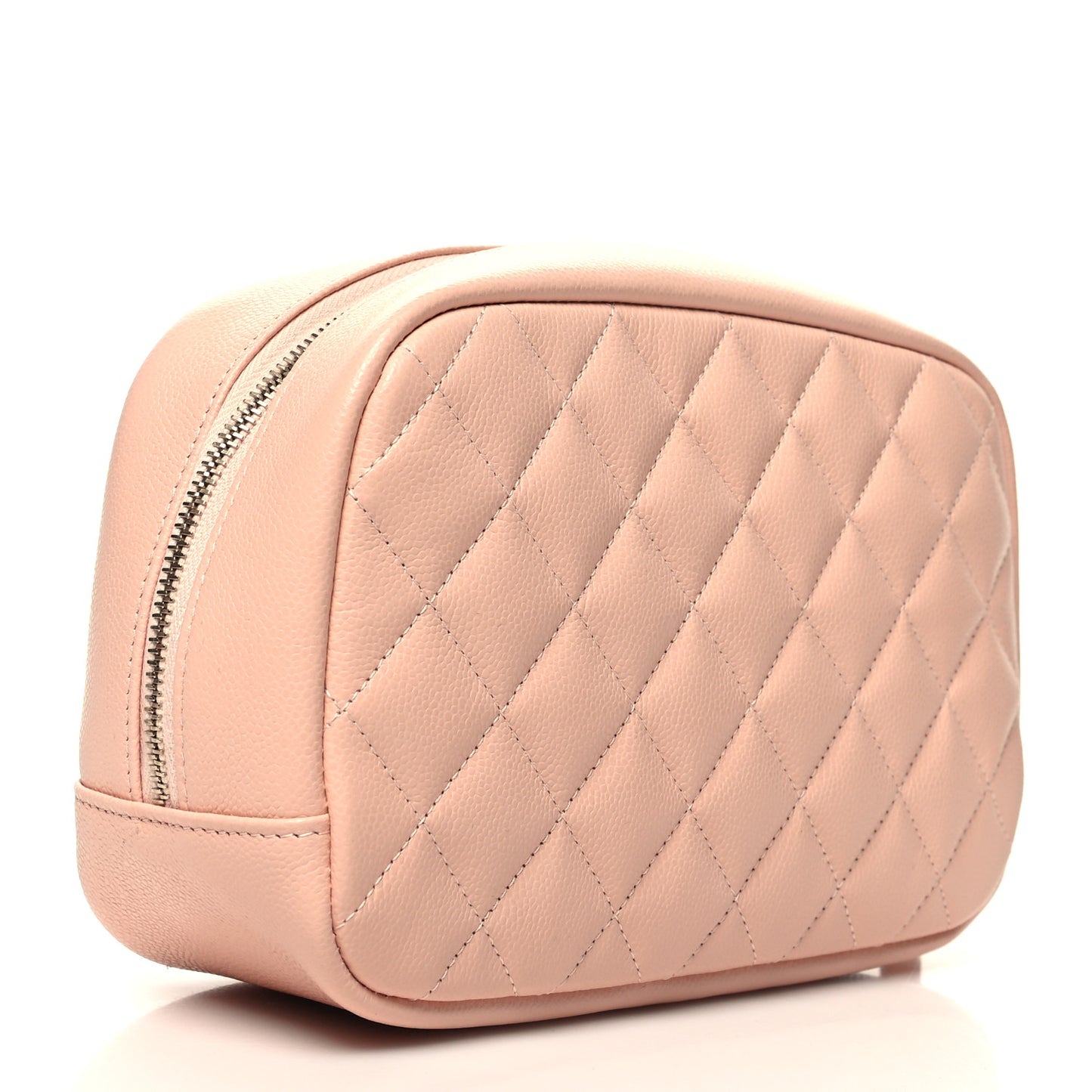 Caviar Quilted Medium Curvy Pouch Cosmetic Case Light Pink