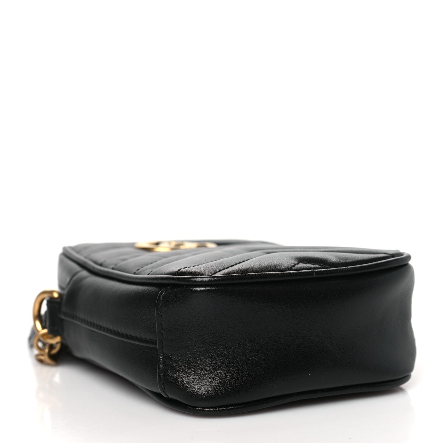 Calfskin Matelasse Mini GG Marmont Crossbody Bag Black
