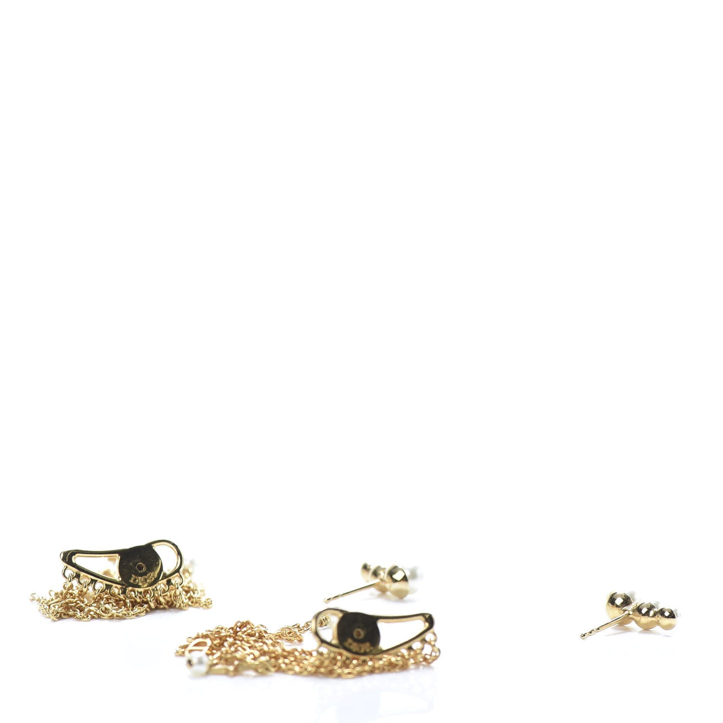 Pearl Dangle Chain Earrings Gold