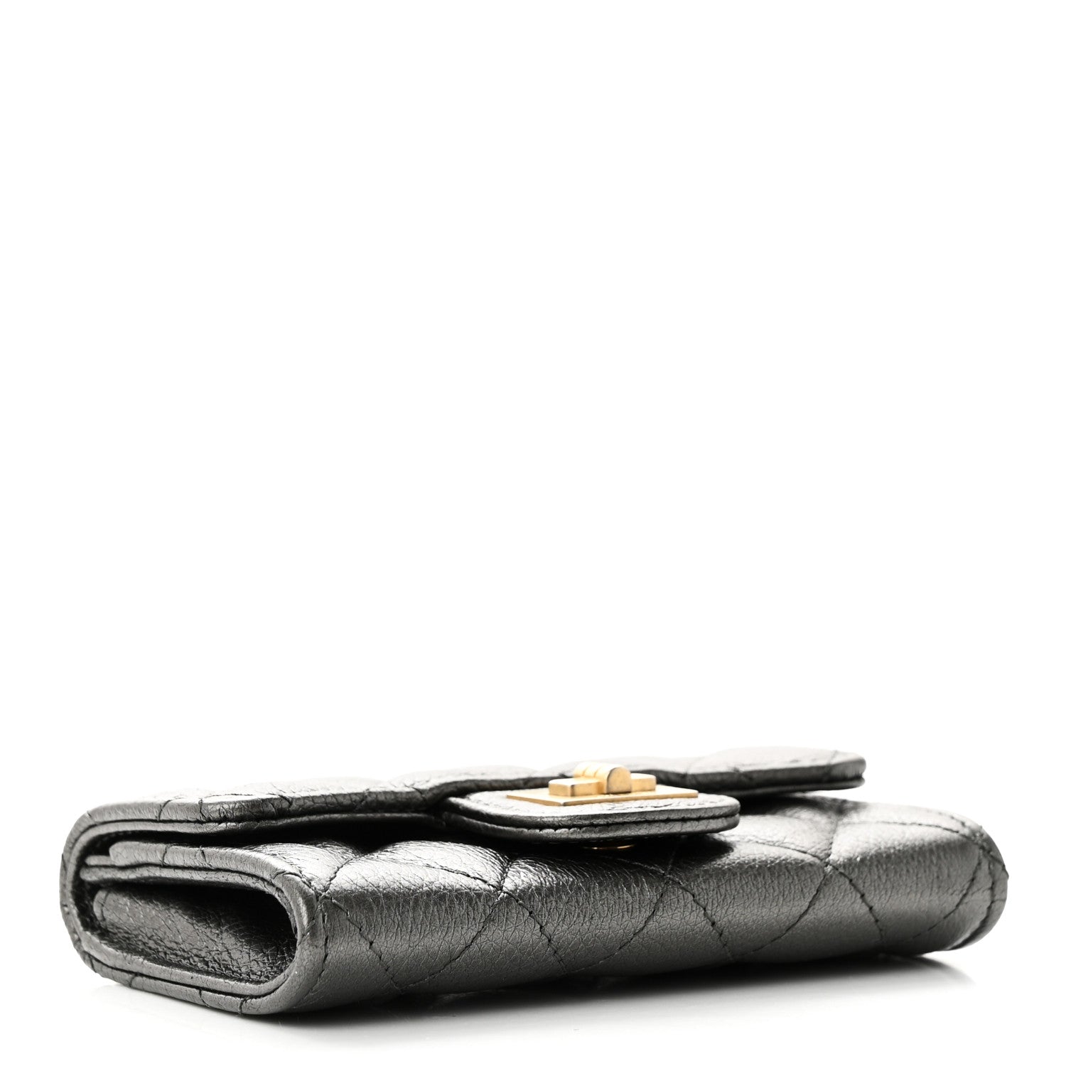 Chanel Metallic Calfskin Quilted Reissue Flap Card Holder Charcoal 4 of 9