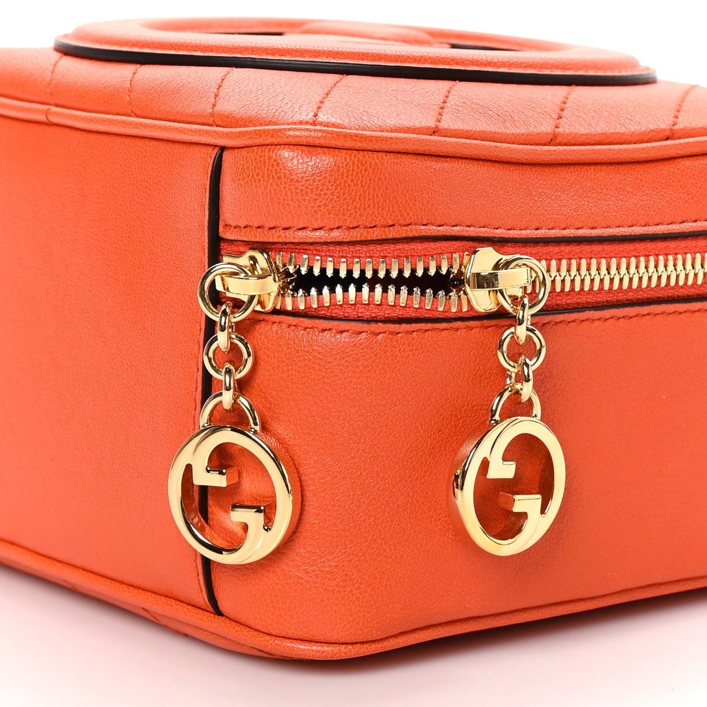 Sakai Be Green Calfskin Diagonal Stitched Small Blondie Shoulder Bag Orange