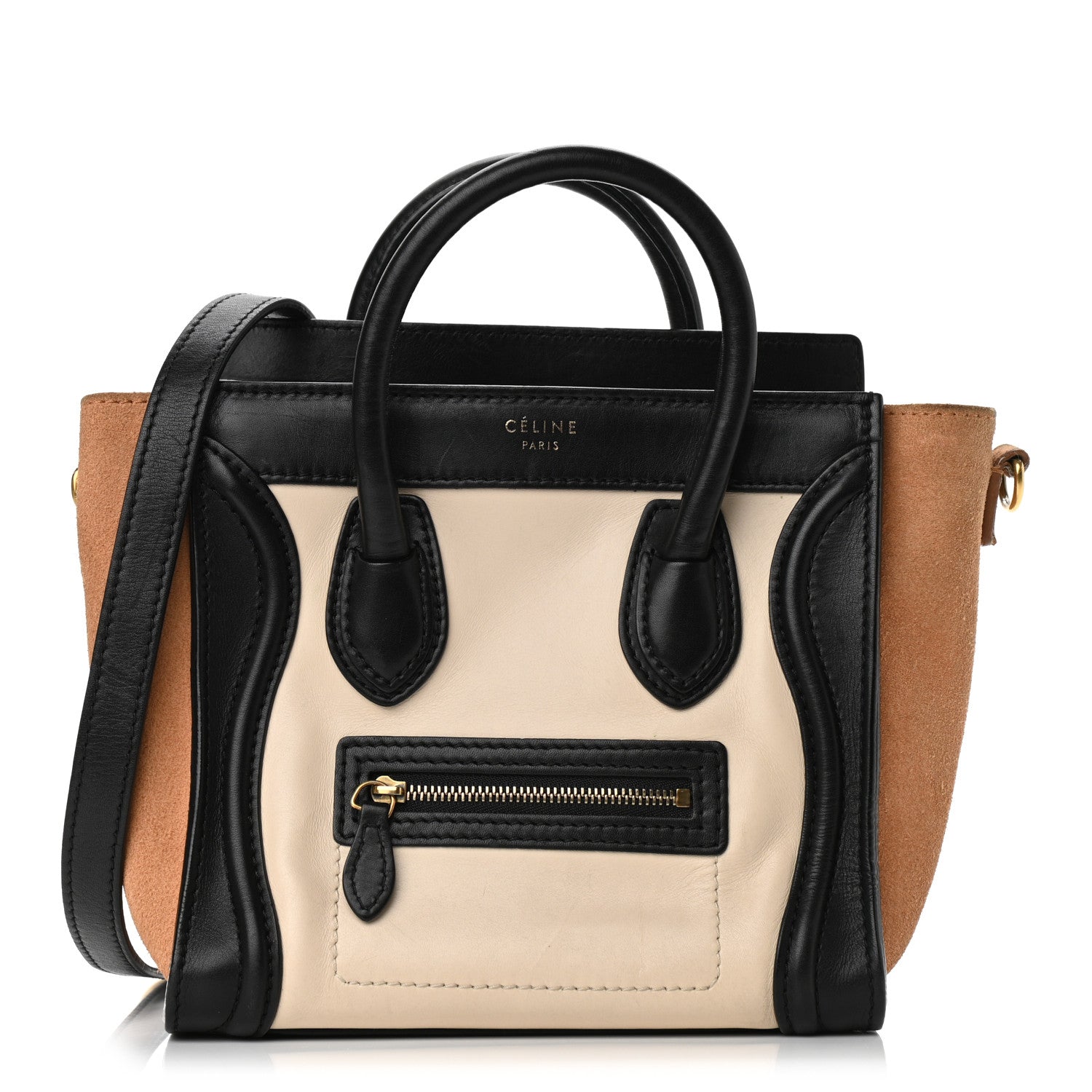 Celine Satin Calfskin Suede Nano Tri-Color Luggage Seashell 1 of 10