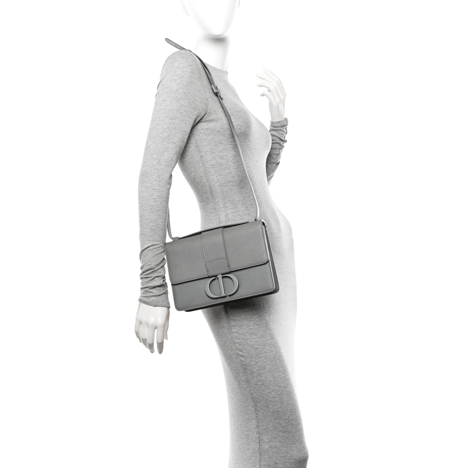 Christian Dior Ultra Matte Grained Calfskin 30 Montaigne Flap Bag Grey 2 of 9