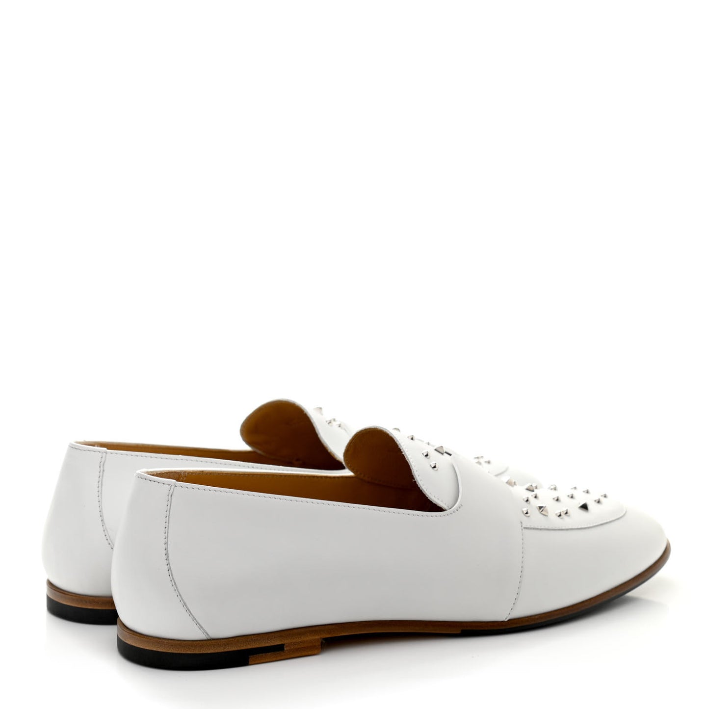 Calfskin Studded Womens Ancora Moccasin Loafers 40 White