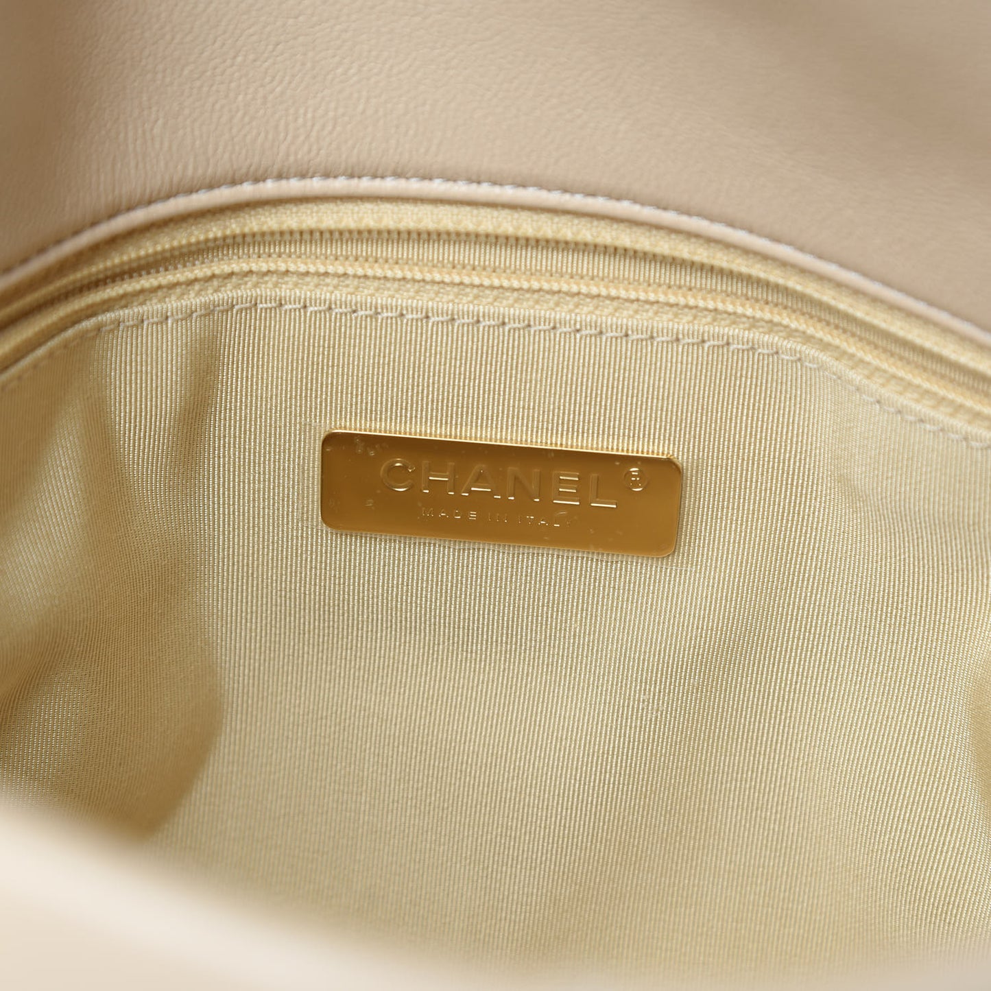 Lambskin Quilted Large 19 Flap Beige