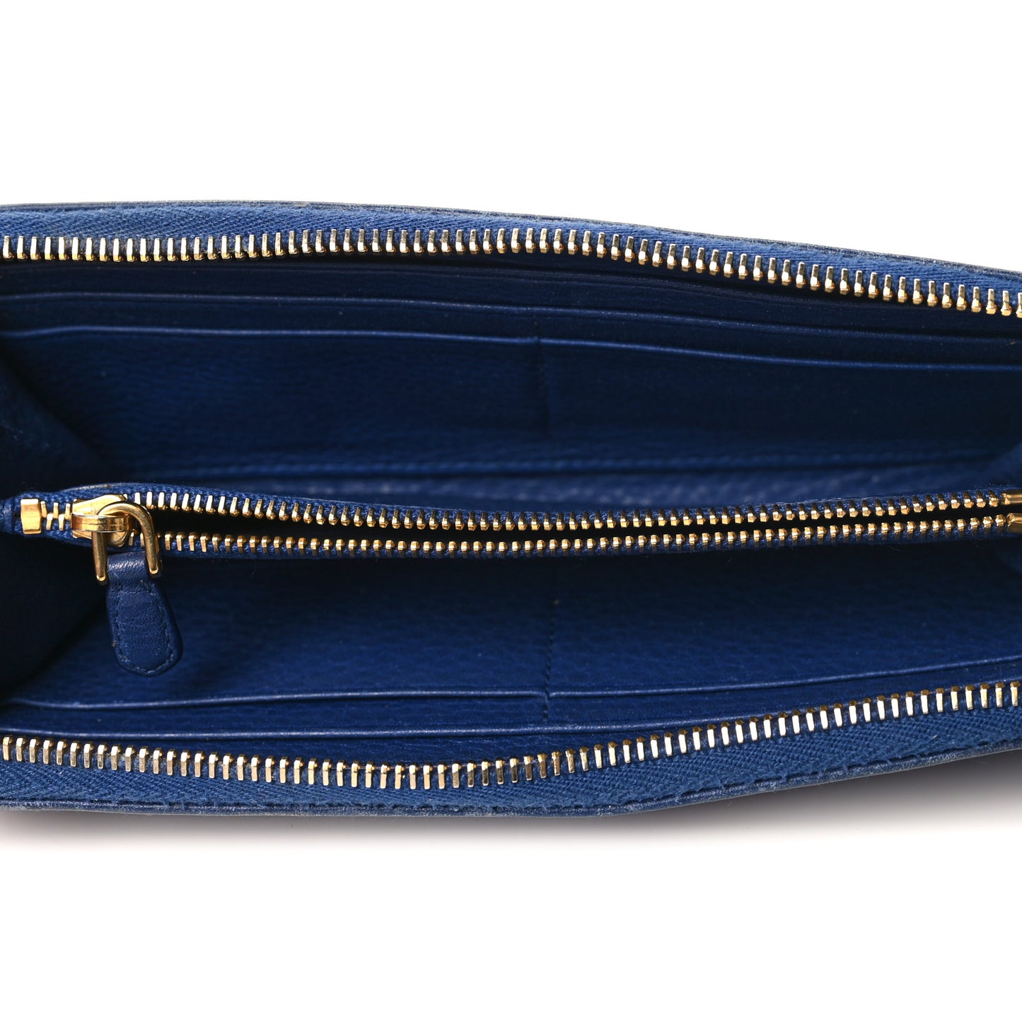 Vitello Daino Zip Around Wallet Navy