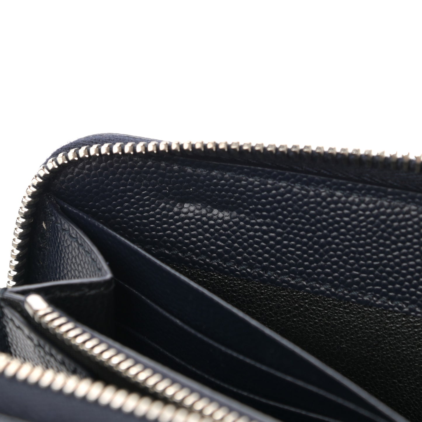 Grain De Poudre Matelasse Chevron Monogram Zip Around Wallet Deep Marine