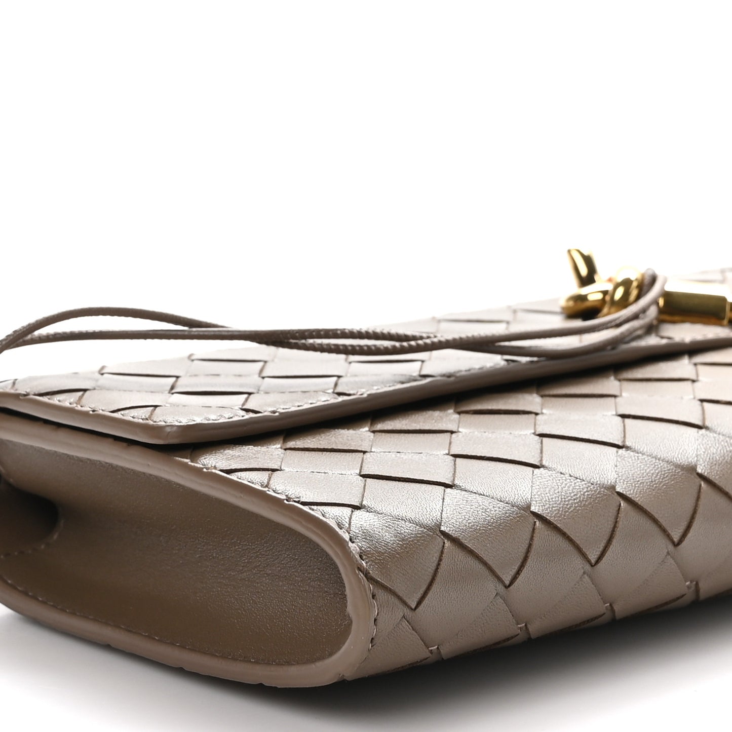Nappa Intrecciato Long Andiamo Top Handle Clutch Pinecone