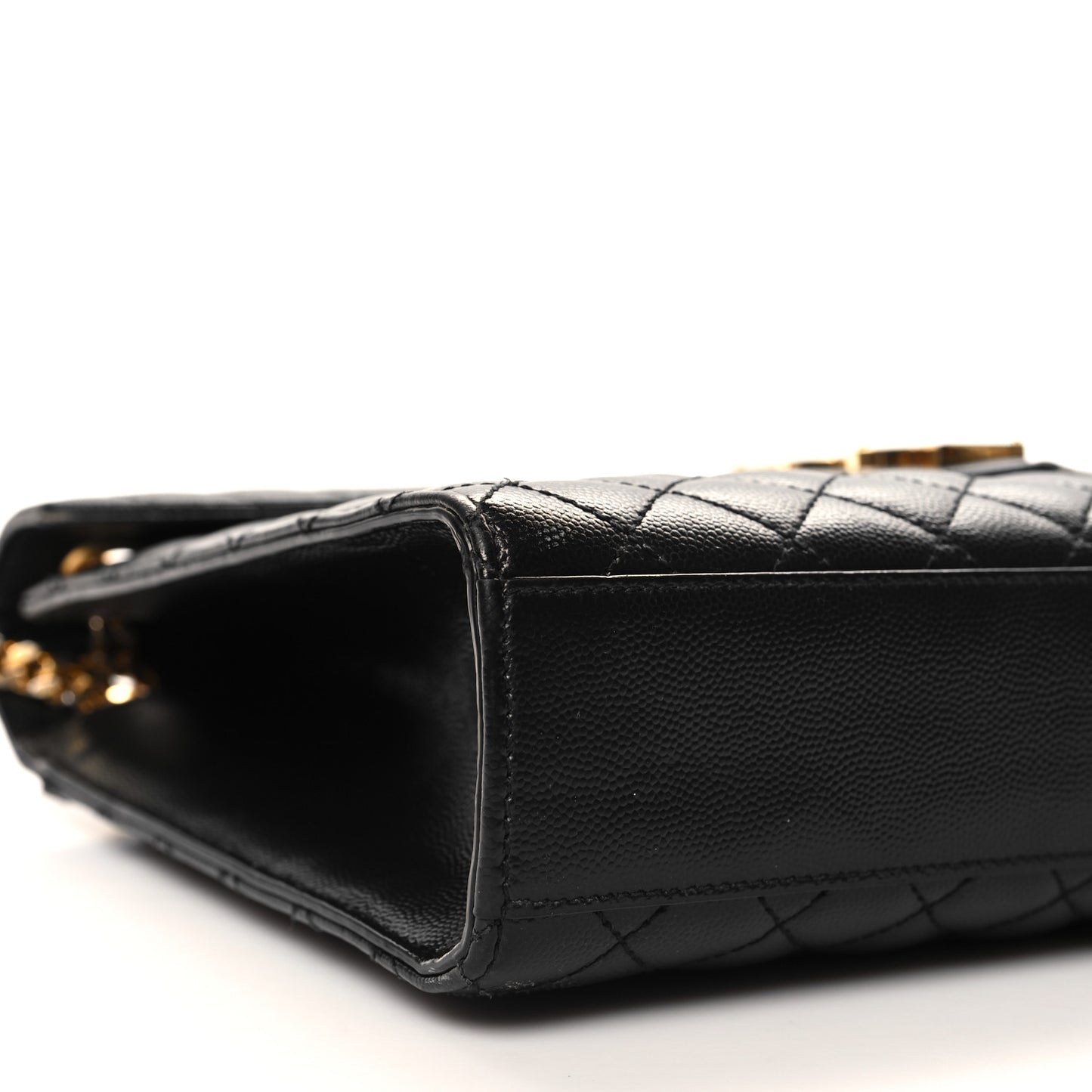 Grain De Poudre Textured Mixed Matelasse Large Triquilt Monogram Satchel Black