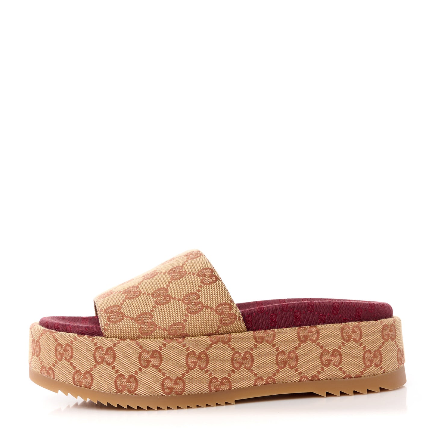 Canvas GG Monogram Angelina Platform Slide Sandals 37 Beige Ruggine