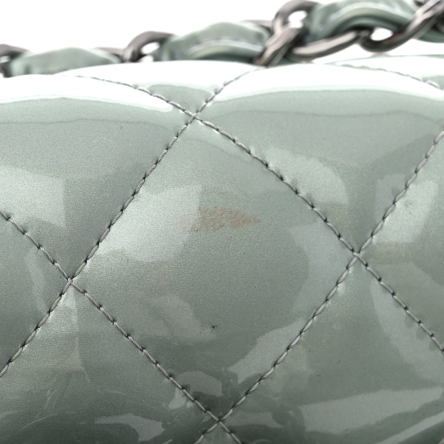 Patent Quilted Jumbo Double Flap Blue