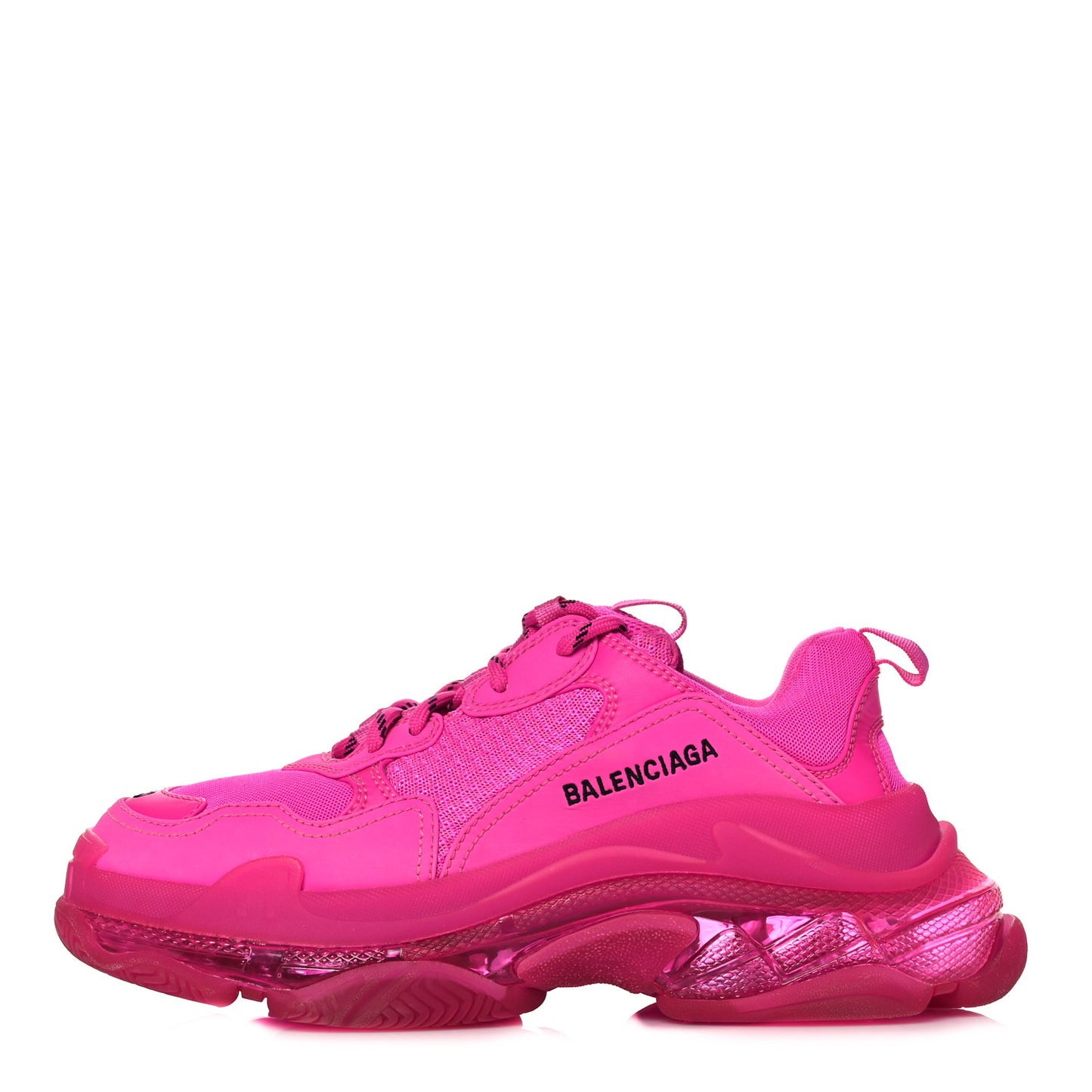 Fabric Mesh Clear Sole Fluo Womens Triple S Sneakers 40 Pink