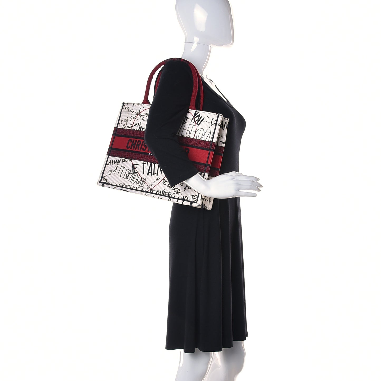 Canvas Embroidered Medium Dioramour Graffiti Book Tote Latte Multicolor