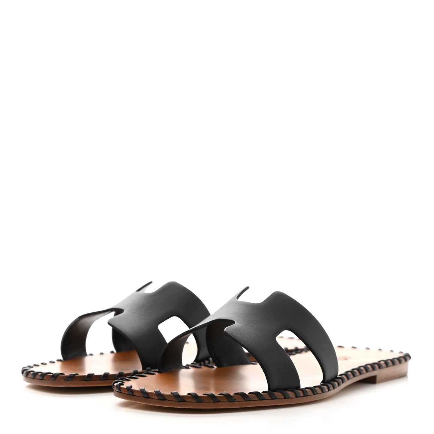 Box Calfskin Braided Oran Sandals 38 Black