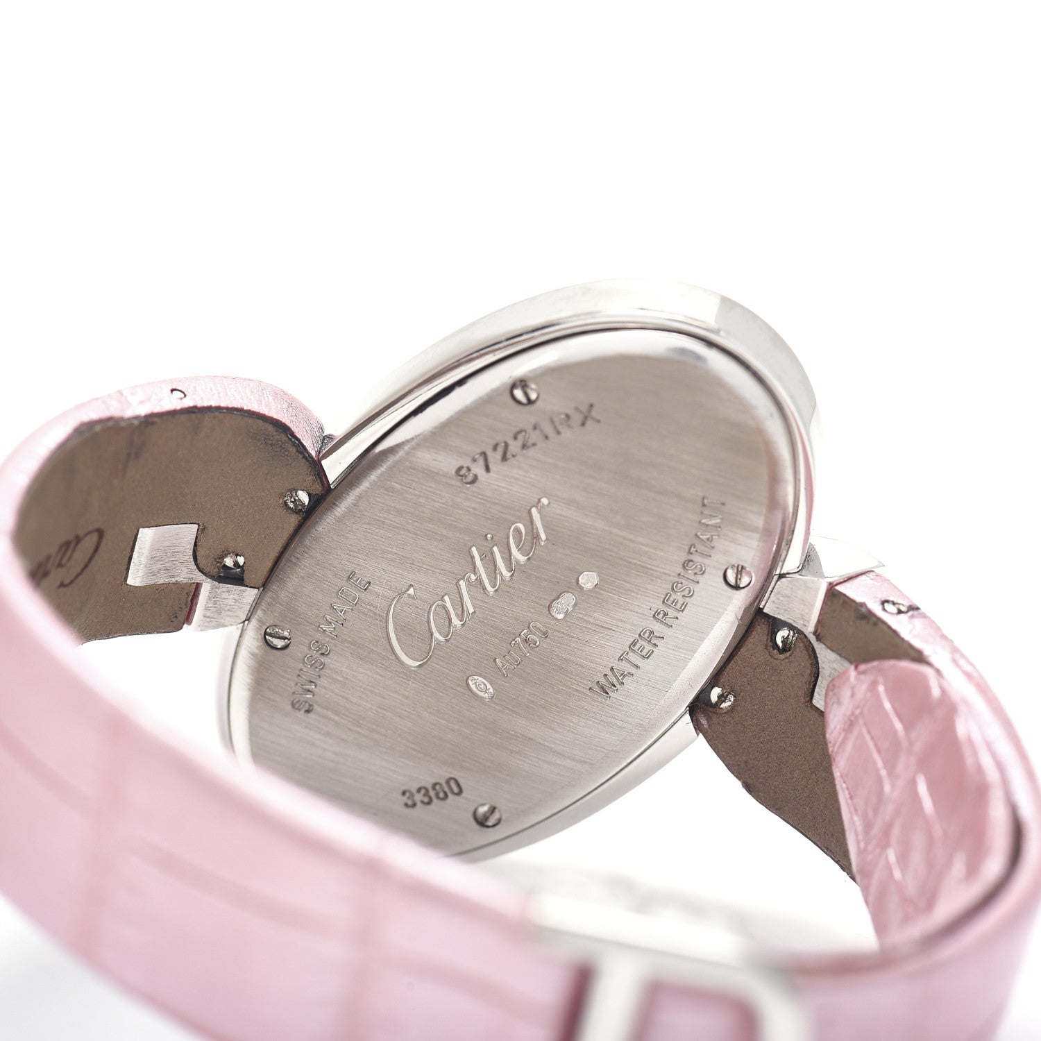 Cartier 18K White Gold Alligator Diamond 38mm Delices de Quartz Watch Pink 5 of 5