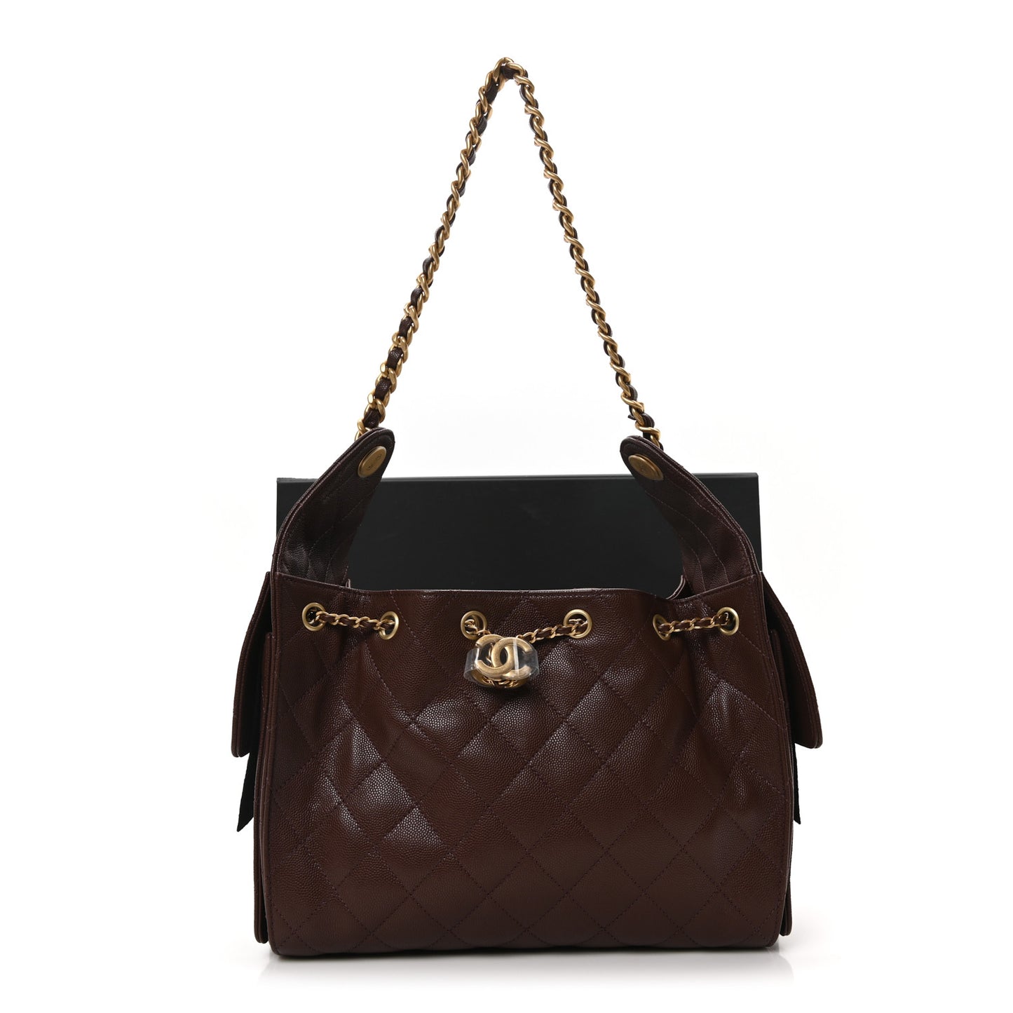 Caviar Quilted Small Chanel 25 Handbag Dark Brown