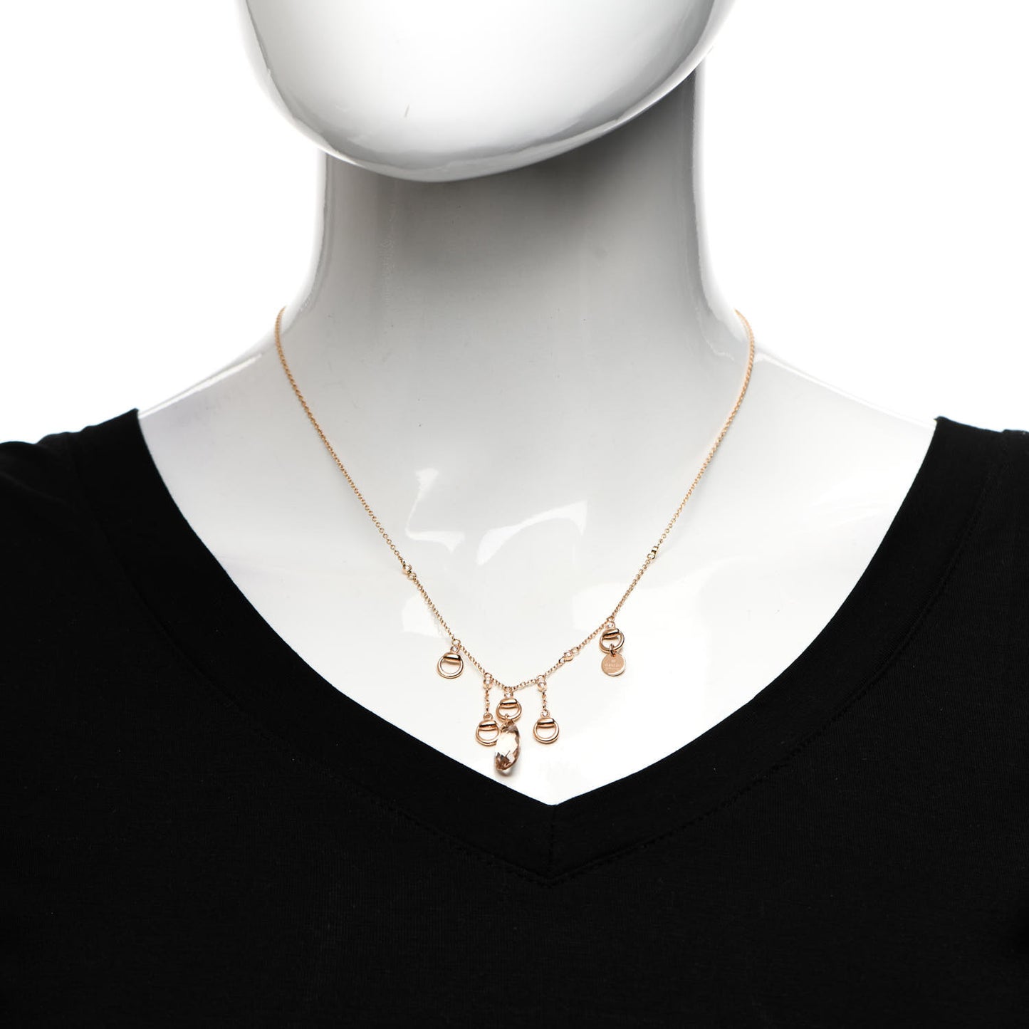 18K Rose Gold Diamond Topaz Horsebit Necklace