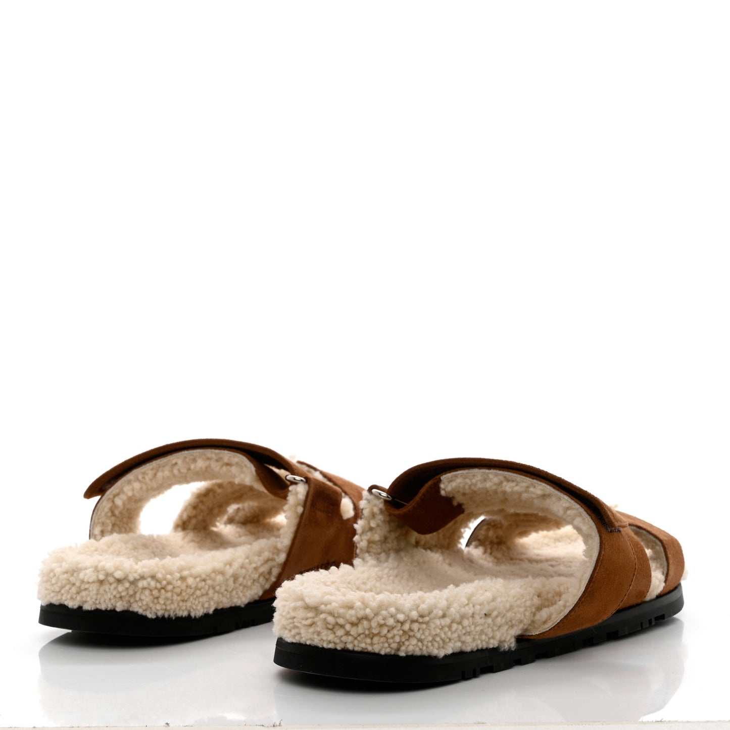 Suede Goatskin Woolskin Mens Chypre Sandals 43 Brun Fume Ecru