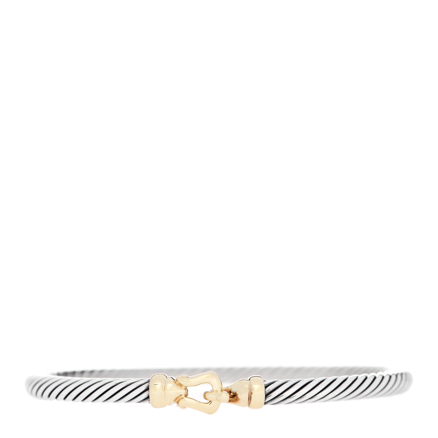 Sterling Silver 18K Yellow Gold 4mm Cable Classic Buckle Bracelet