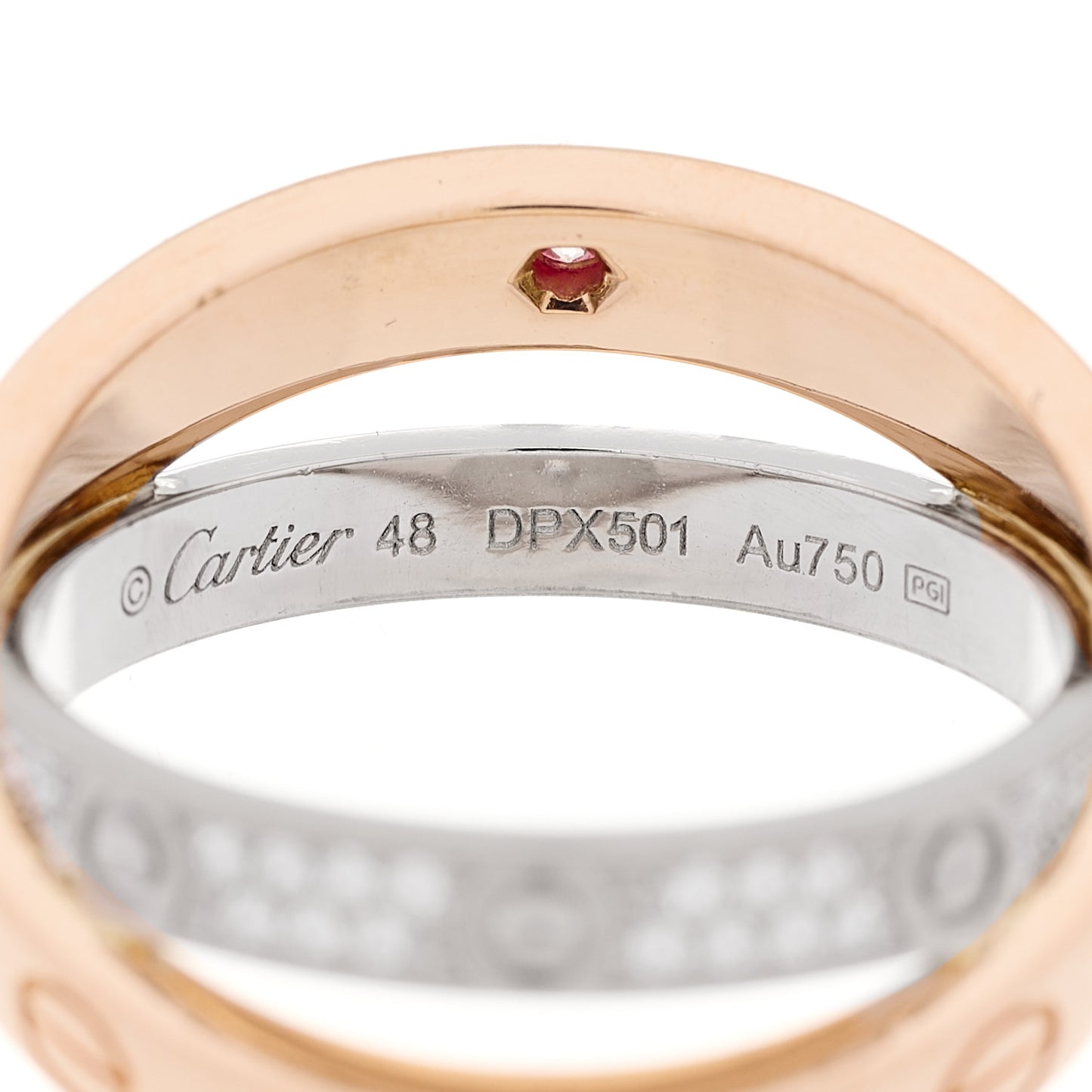 18K Pink White Gold Diamond LOVE Pave Ring 48 4.5