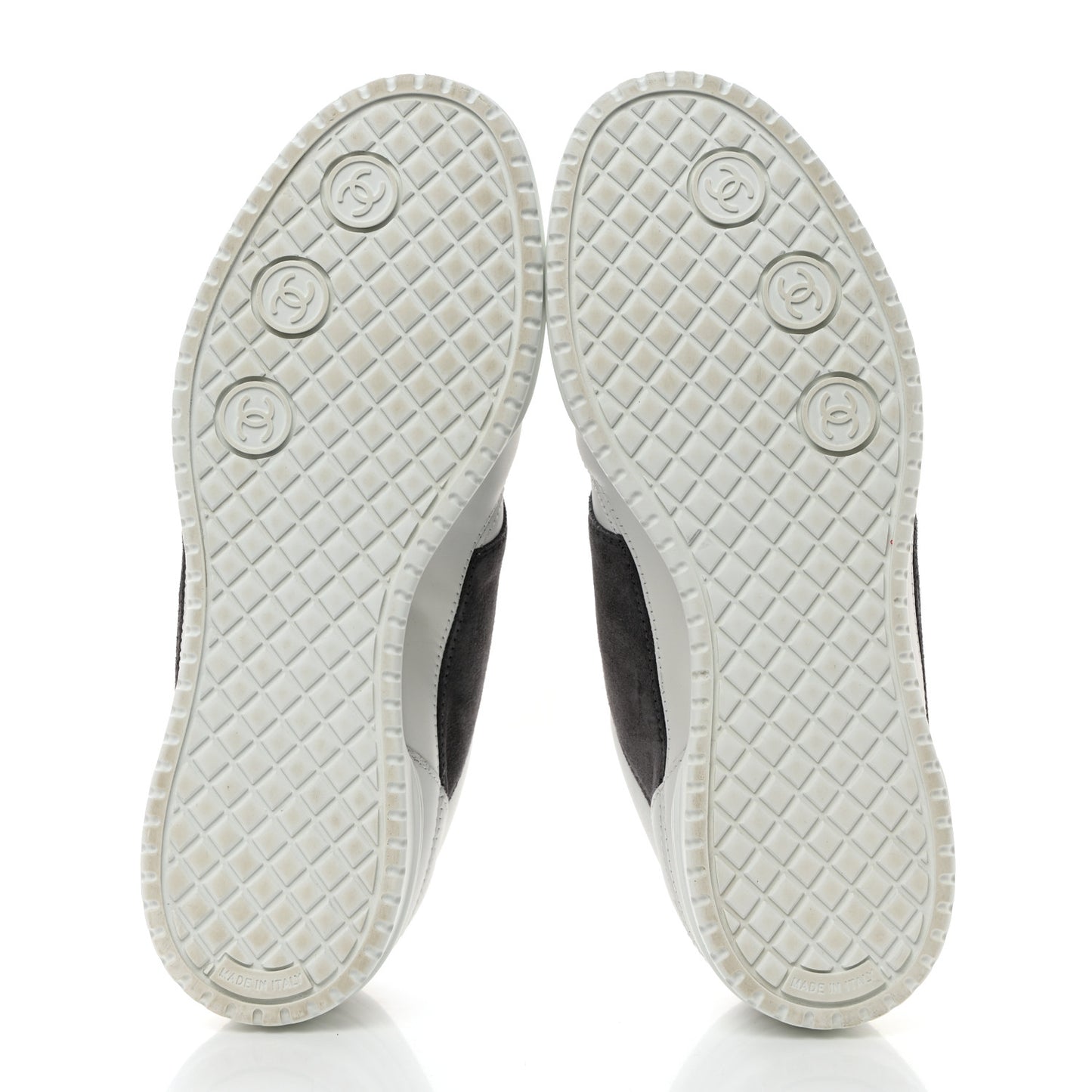Calfskin Suede Calfskin Logo Womens Sneakers 37.5 White Gray