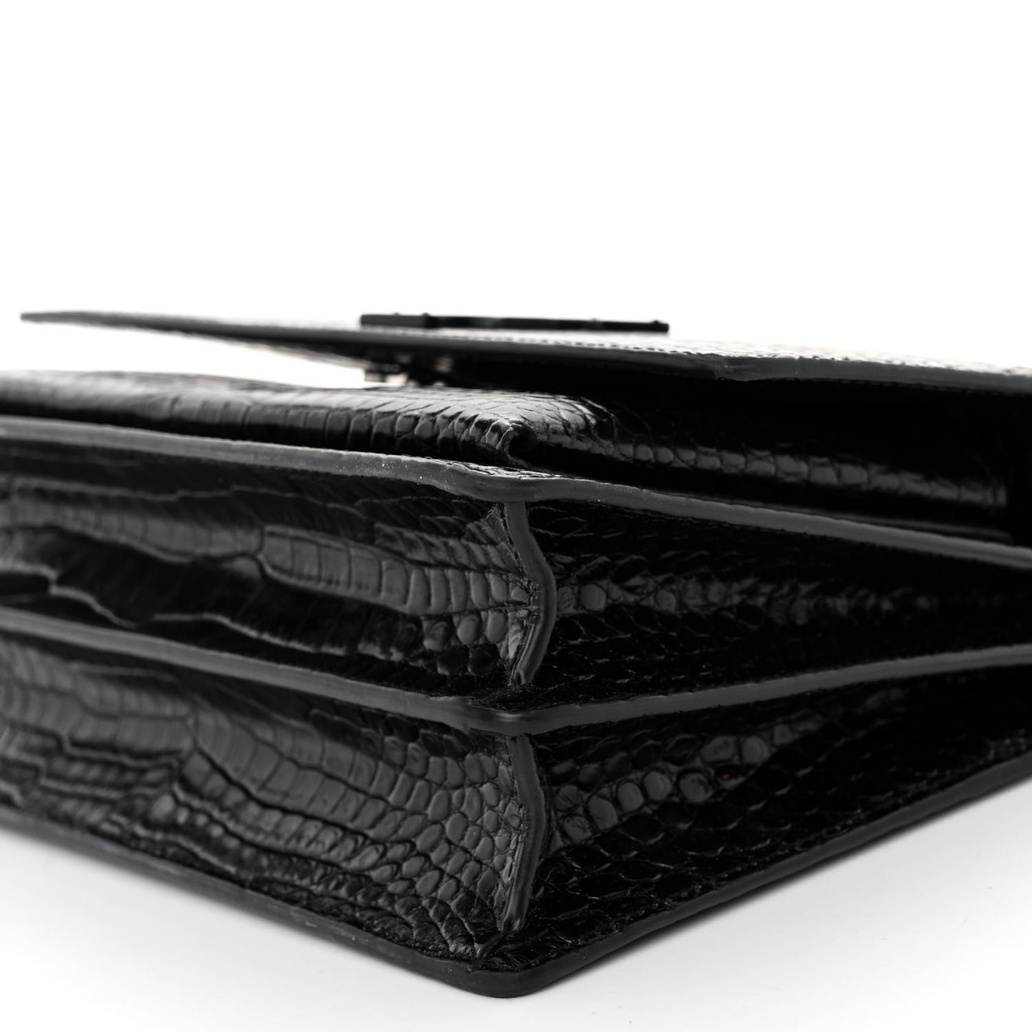 Calfskin Crocodile Embossed Medium Monochrome Monogram Sunset Black
