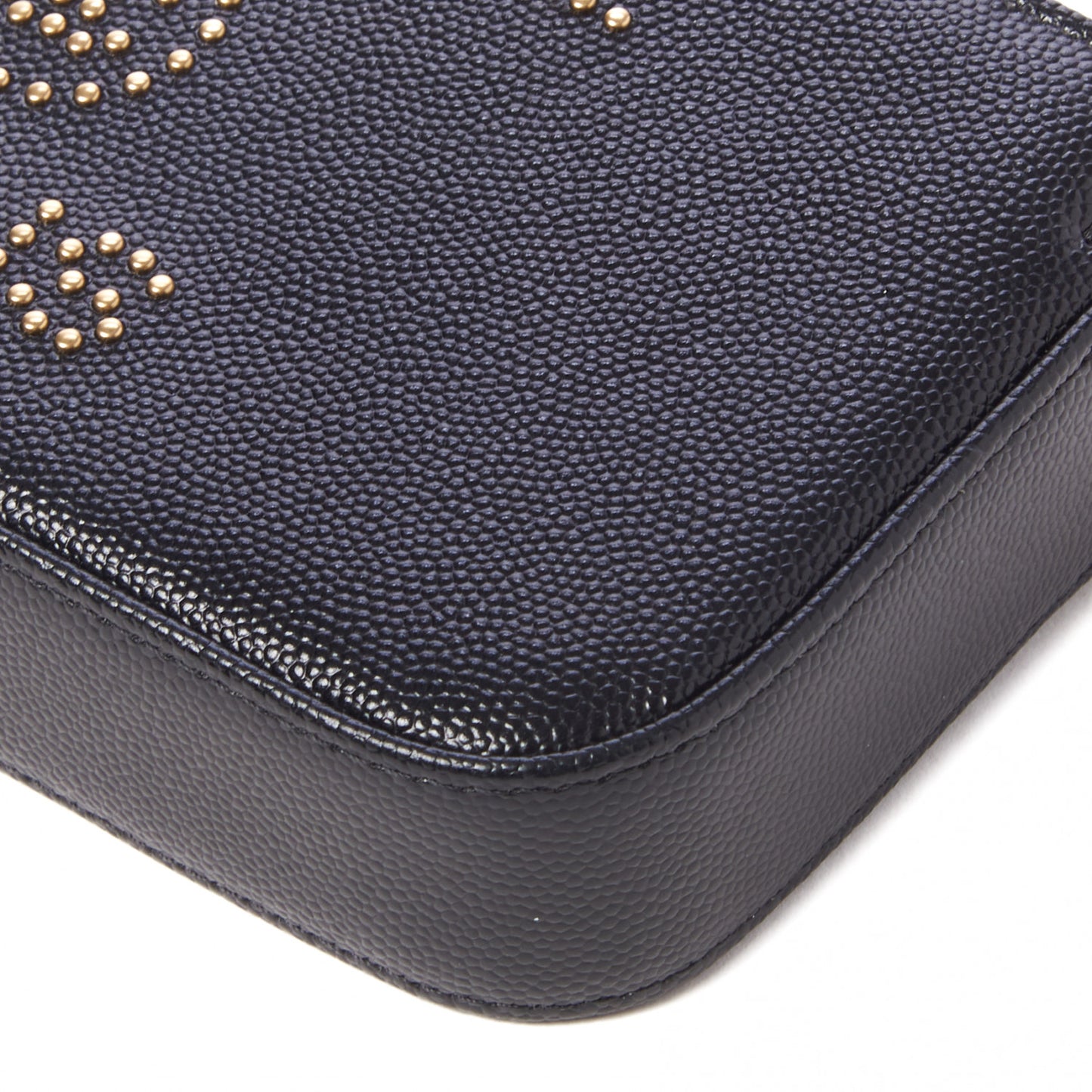 Caviar Studded Small Deauville Clutch With Chain Black