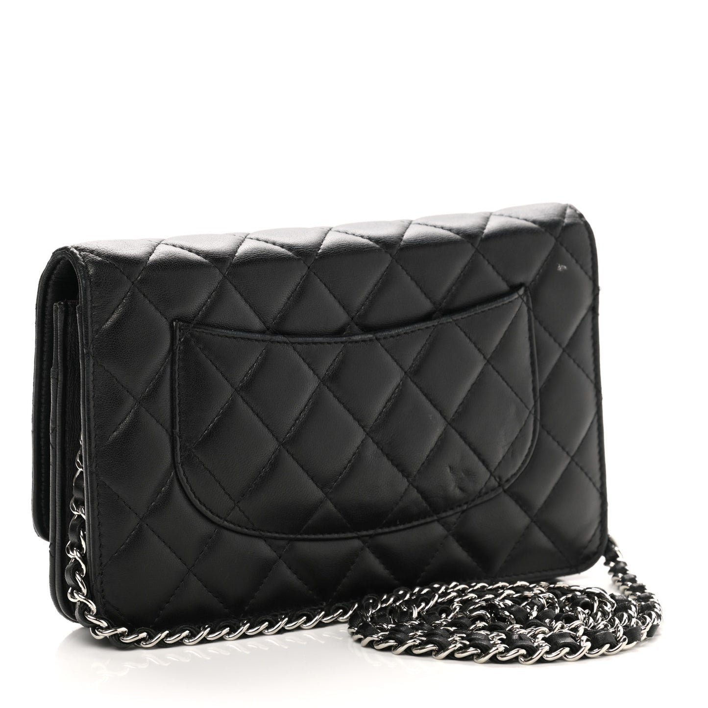 Lambskin Quilted Wallet On Chain WOC Black
