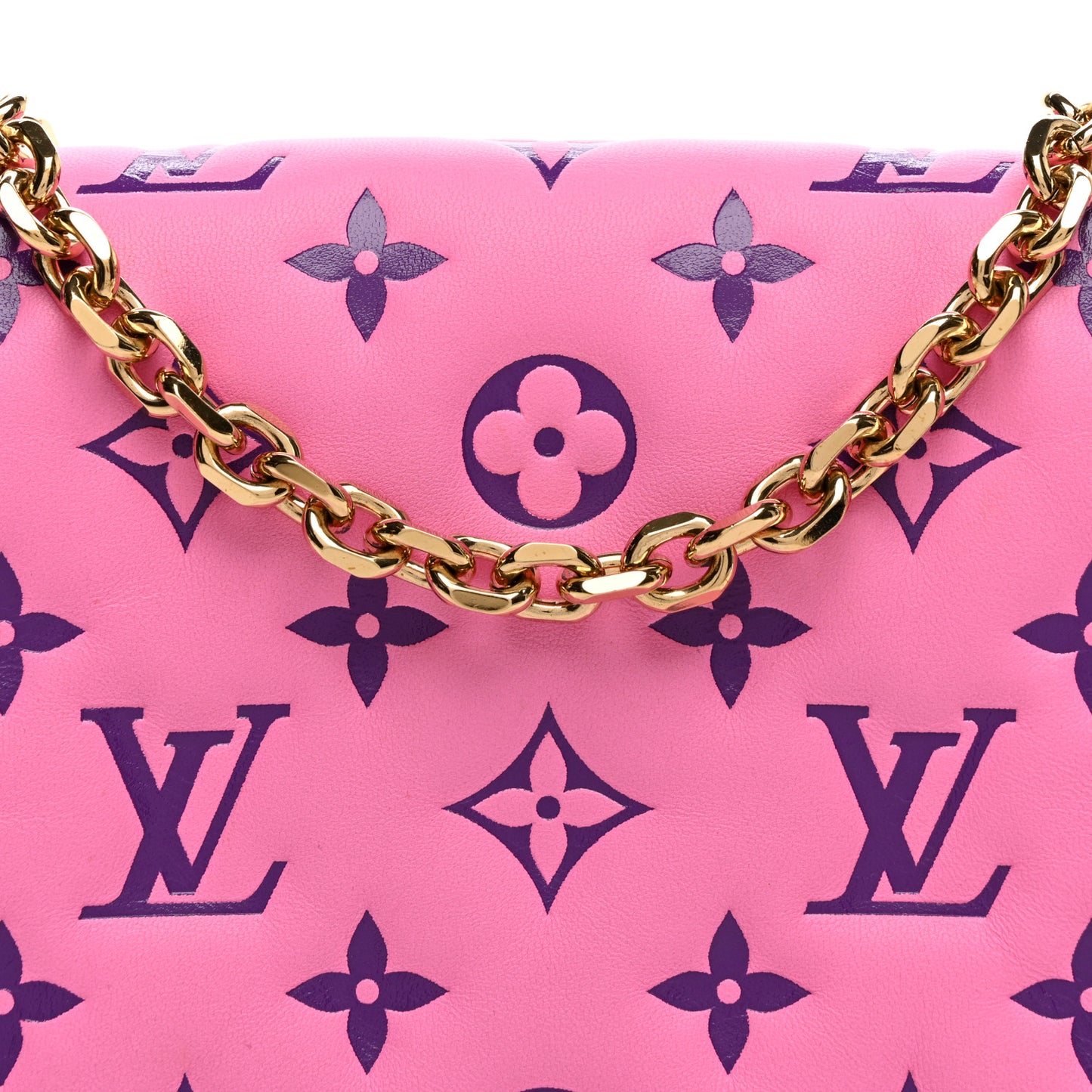 Lambskin Embossed Monogram Vuittamins Pochette Coussin Rose Violet