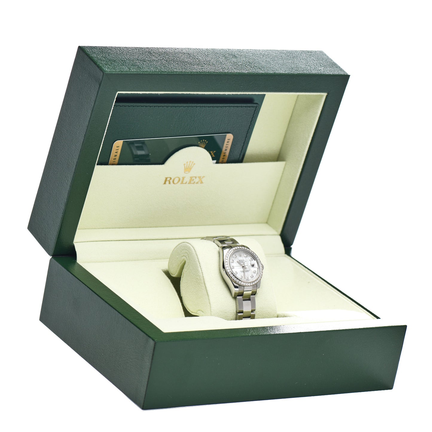 Stainless Steel 18K White Gold Diamond Mother of Pearl 26mm Oyster Perpetual Datejust Watch 179384