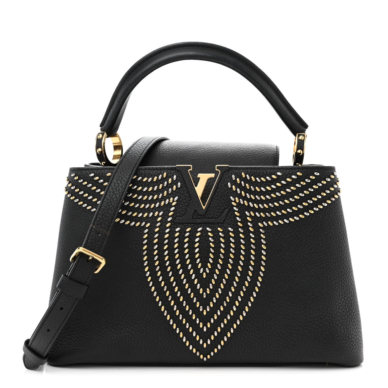 Louis Vuitton Taurillon Fleur De Lys Capucines PM Black 1 of 11