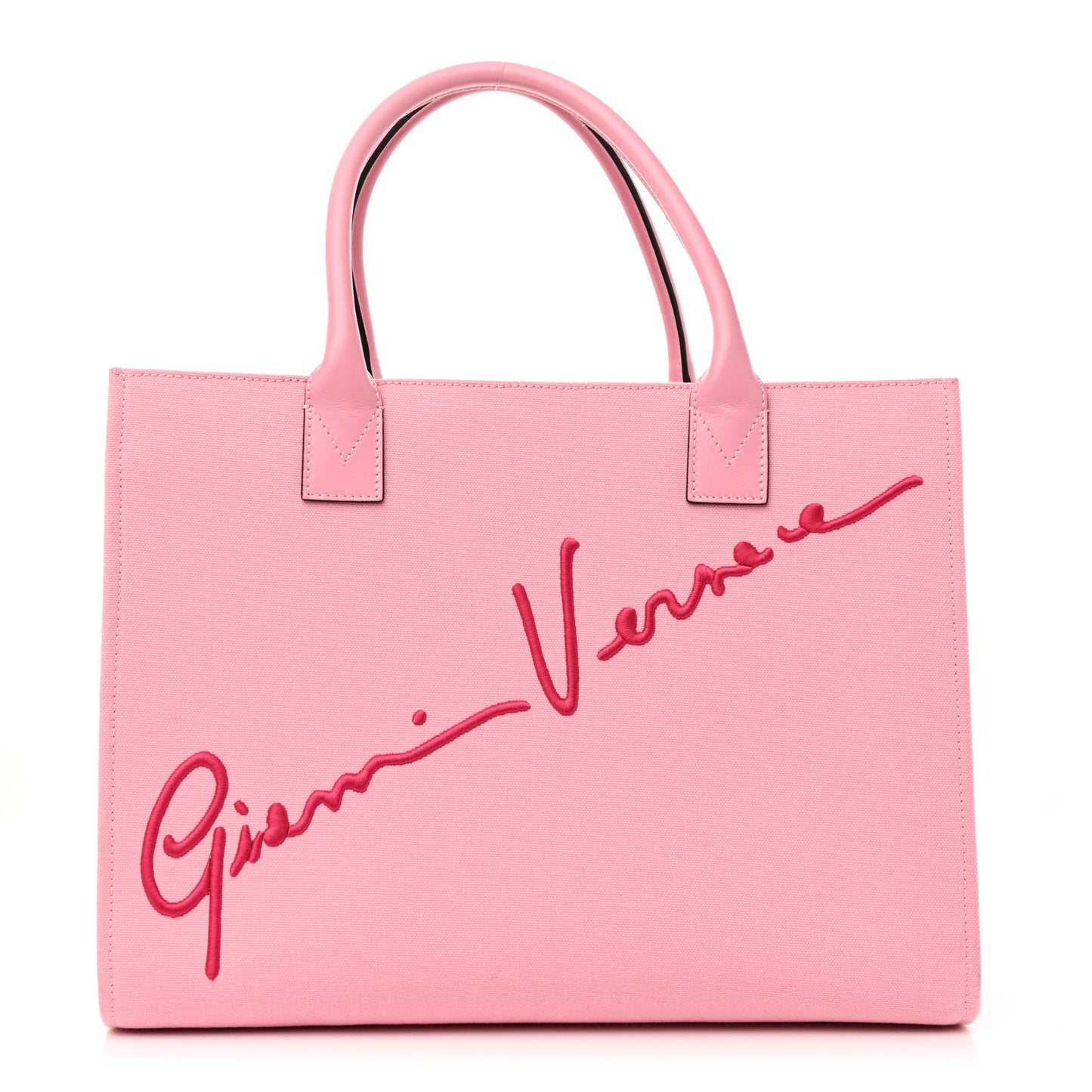 Canvas Suppler Calfskin Cabas GV Signature Tote Pink