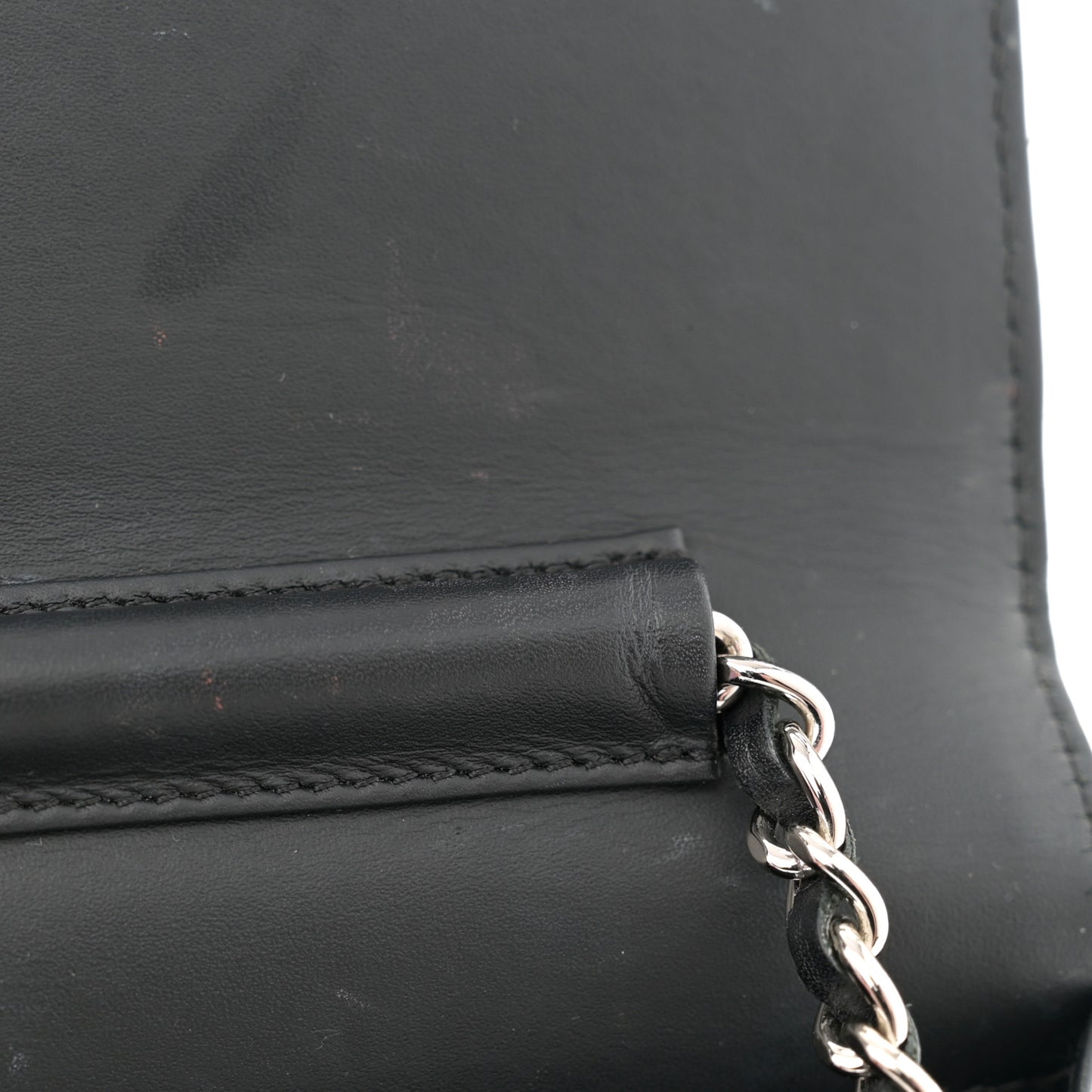 Patent Quilted Wallet On Chain WOC Black