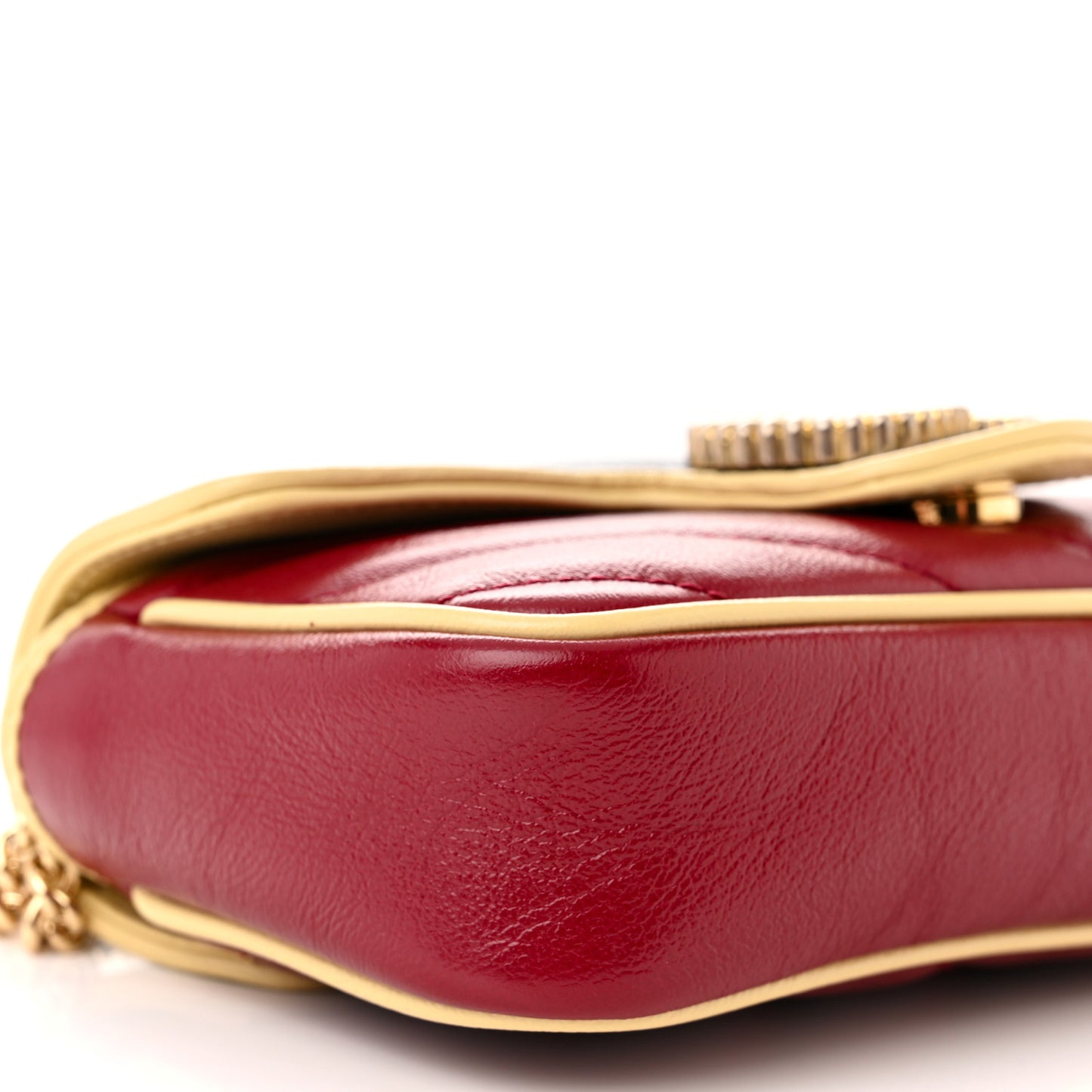 Azalea Calfskin Matelasse Diagonal Super Mini Torchon GG Marmont Shoulder Bag Blue Agata New Cherry Red Butter