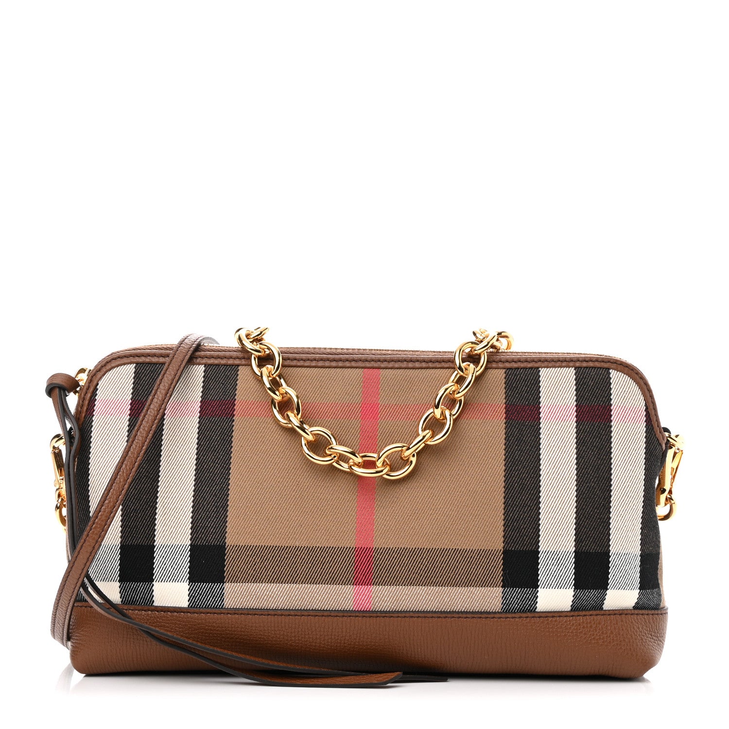 Burberry Derby House Check Abingdon Convertible Clutch Tan 1244029