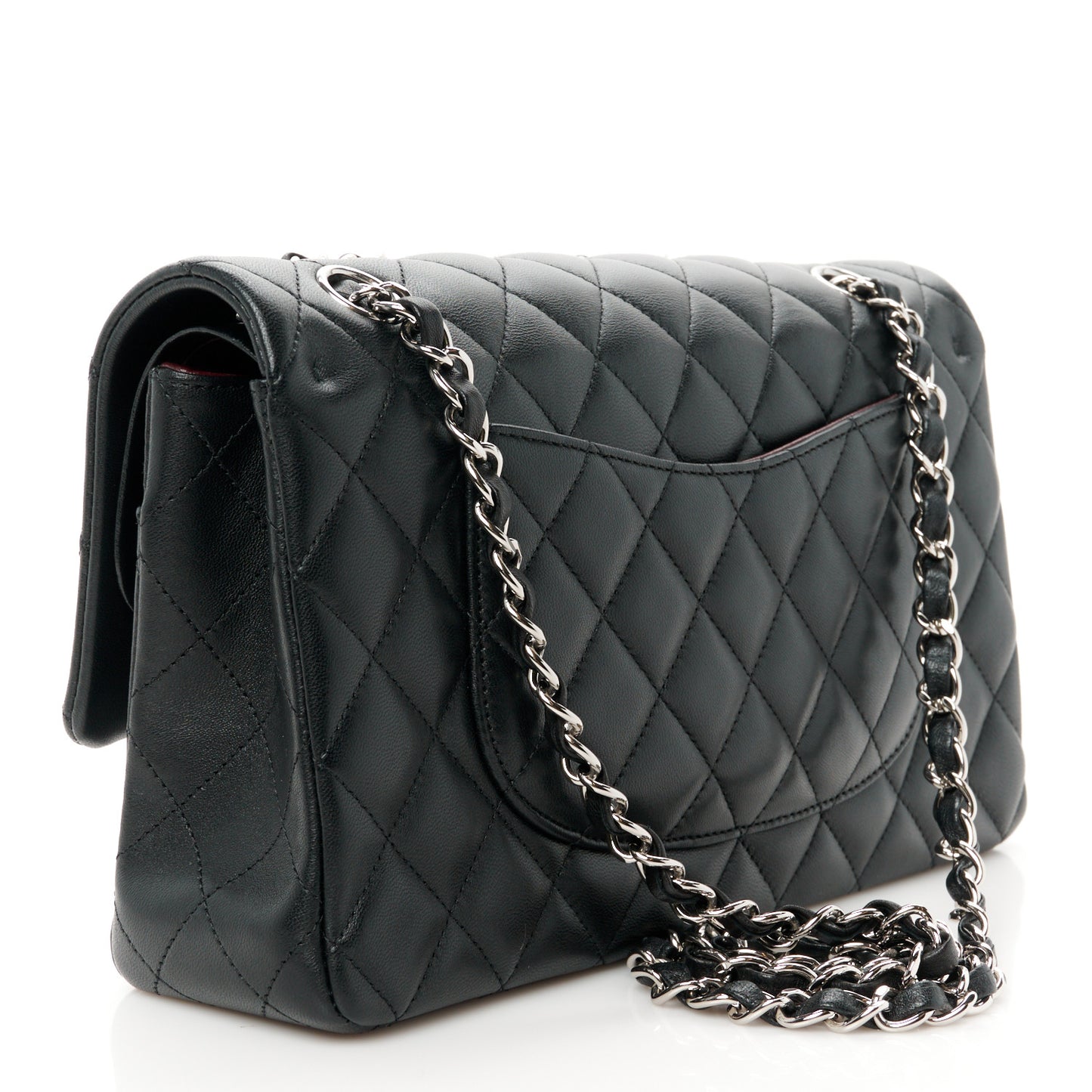 Lambskin Quilted Medium Double Flap Black