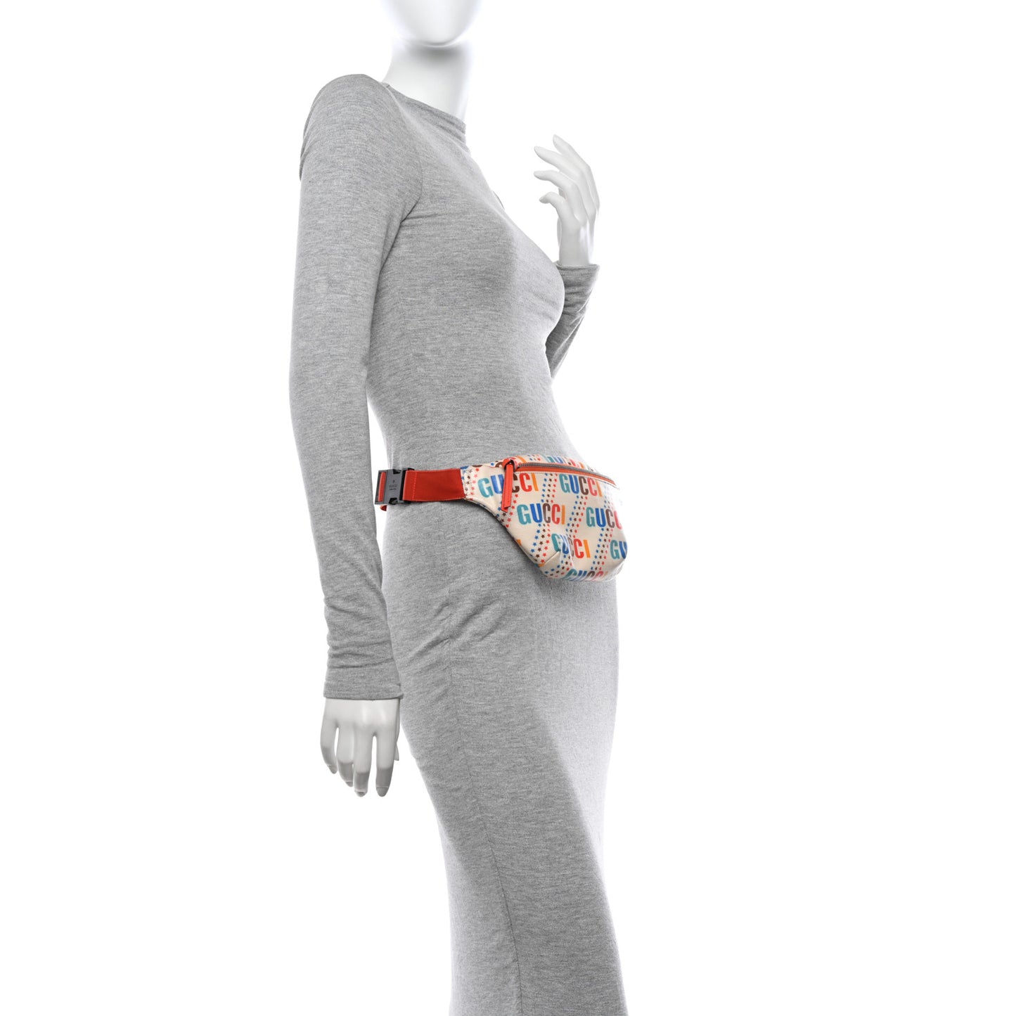 Coated Canvas Logo Star Print Childrens Belt Bag Beige Multicolor Vibrant Orange